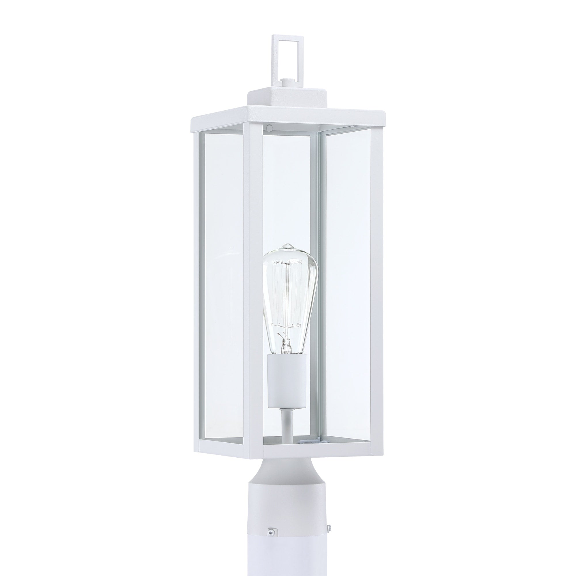 1-light Matte Black Outdoor Post Light Kits Head with Clear Glass Shade