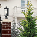 1-light Matte Black Outdoor Post Light Kits Head with Clear Glass Shade
