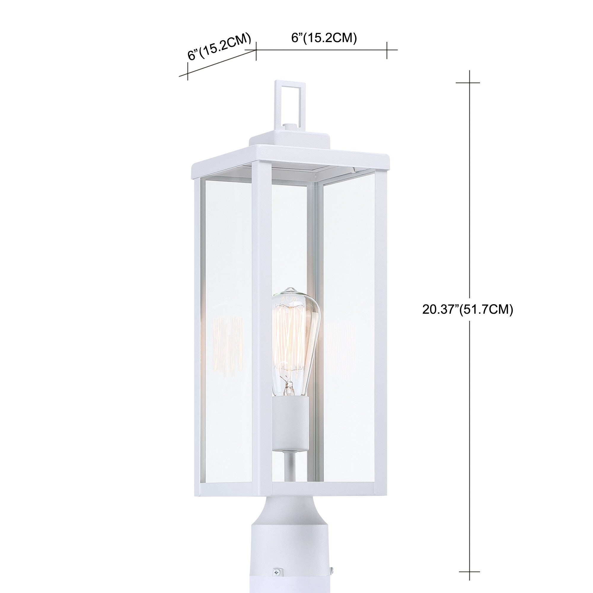 1-light Matte Black Outdoor Post Light Kits Head with Clear Glass Shade