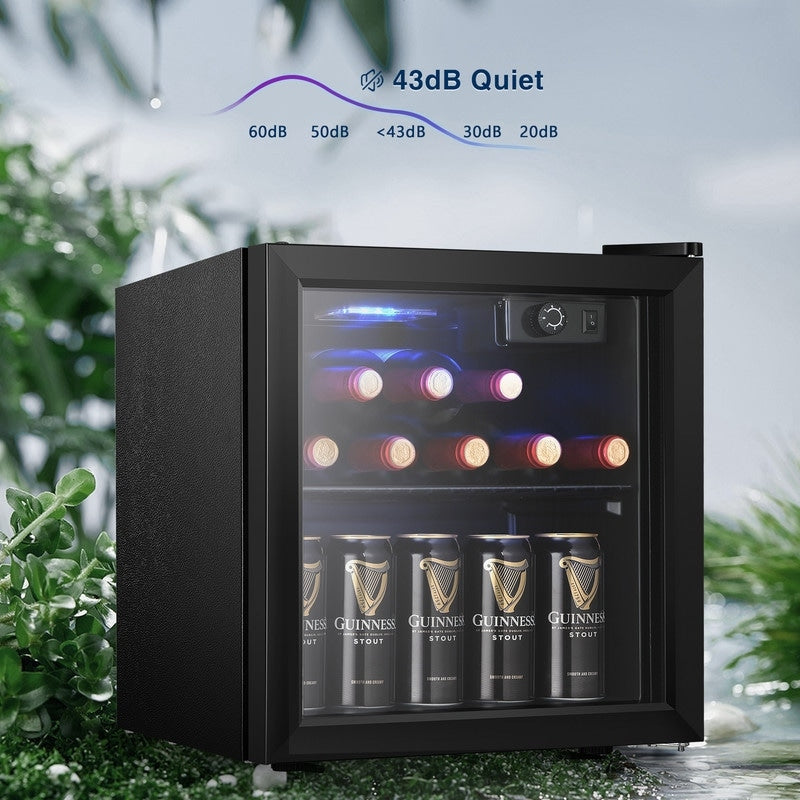 1.3cu.ft Beverage Refrigerator Cooler - 48 Can 12 Bottle Mini Fridge Glass Door, Knob Control