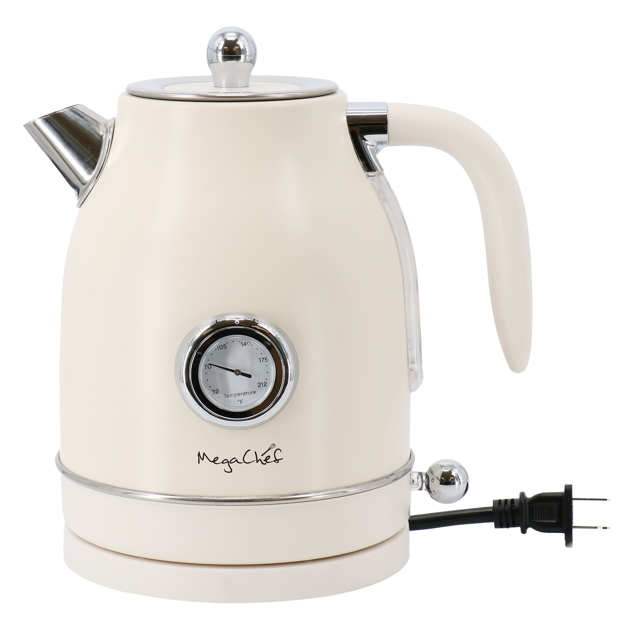 1.7 Quart Electric Tea Kettle and 2 Slice Toaster Combo in Matt Cream