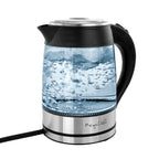 1.8L Rapid Boil Cordless Serving Electric Glass Tea Kettle in Silver