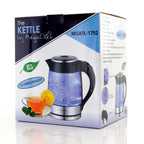1.8L Rapid Boil Cordless Serving Electric Glass Tea Kettle in Silver