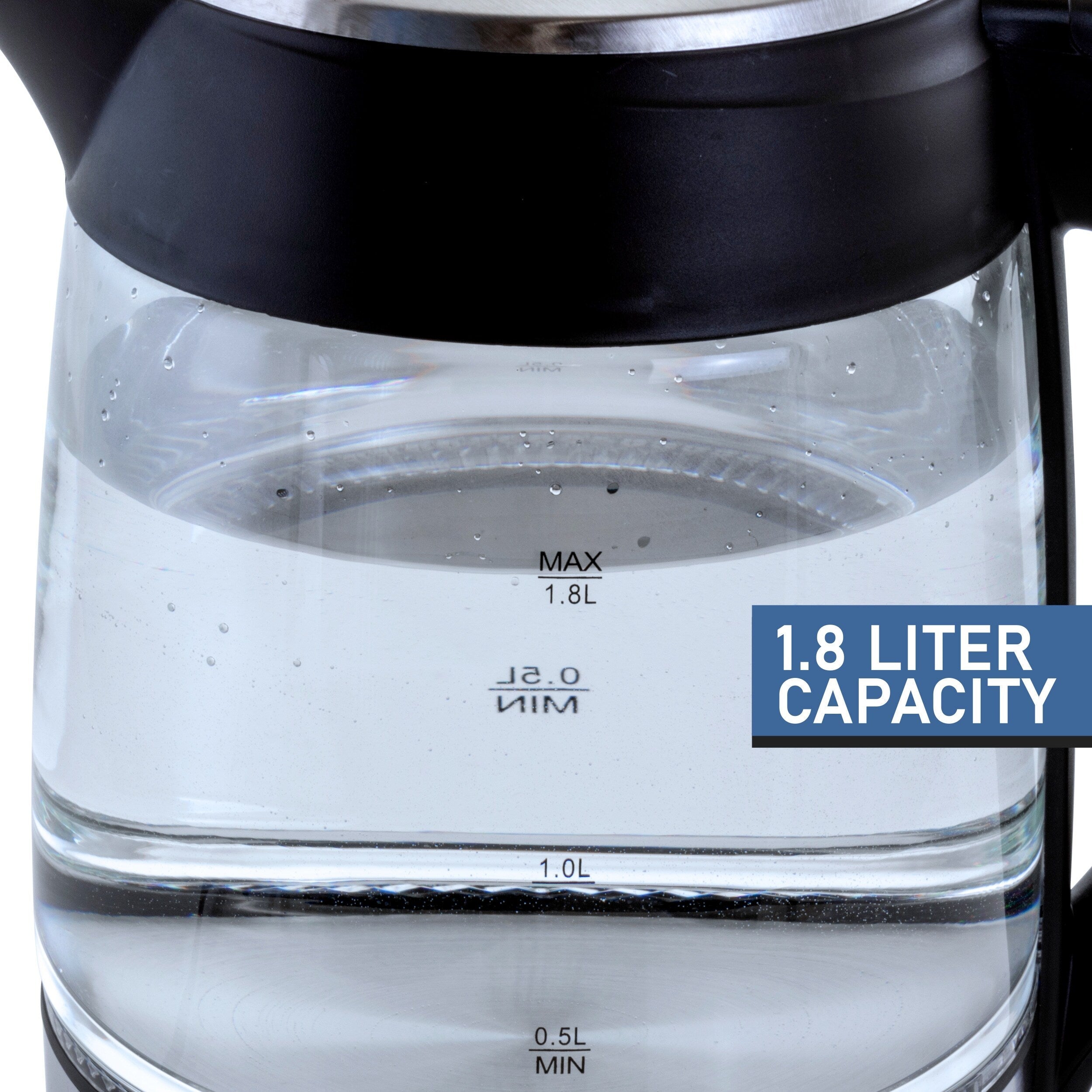 1.8L Rapid Boil Cordless Serving Electric Glass Tea Kettle in Silver