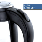 1.8L Rapid Boil Cordless Serving Electric Glass Tea Kettle in Silver