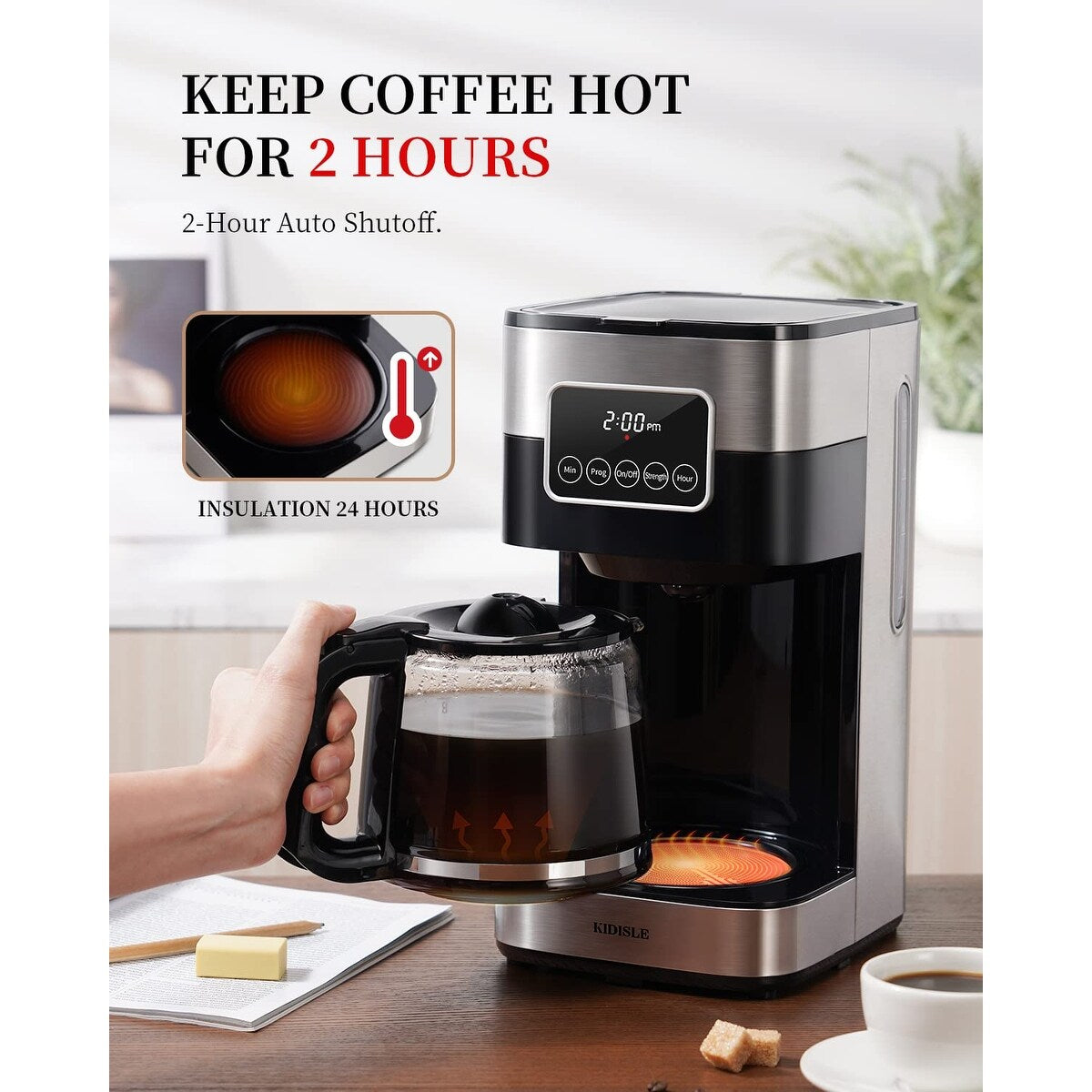 10 Cup Programmable Coffee Maker 2.0, Drip Coffee Machine with Touch Screen, Glass Carafe,Warming Plate, Regular & Strong Brew