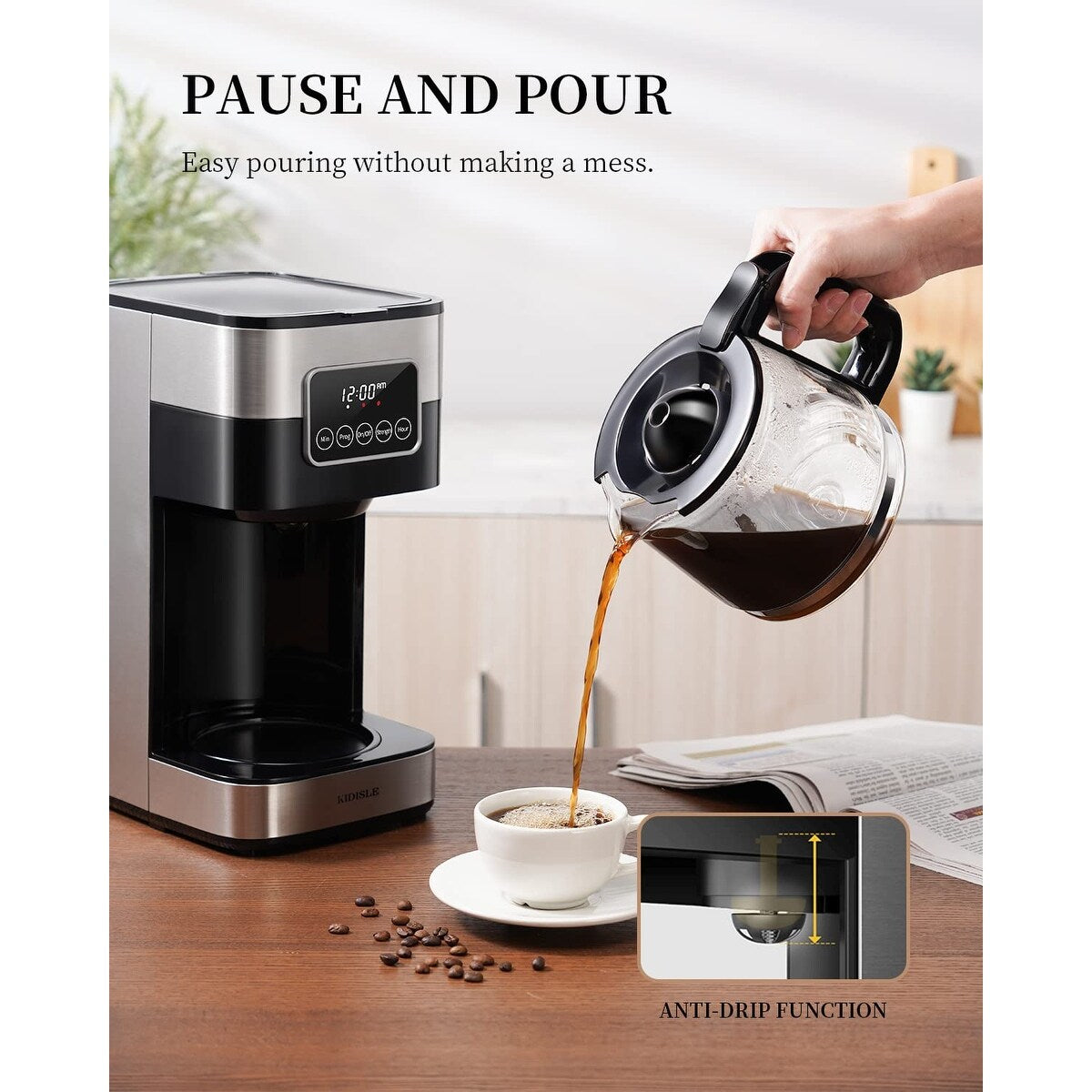 10 Cup Programmable Coffee Maker 2.0, Drip Coffee Machine with Touch Screen, Glass Carafe,Warming Plate, Regular & Strong Brew