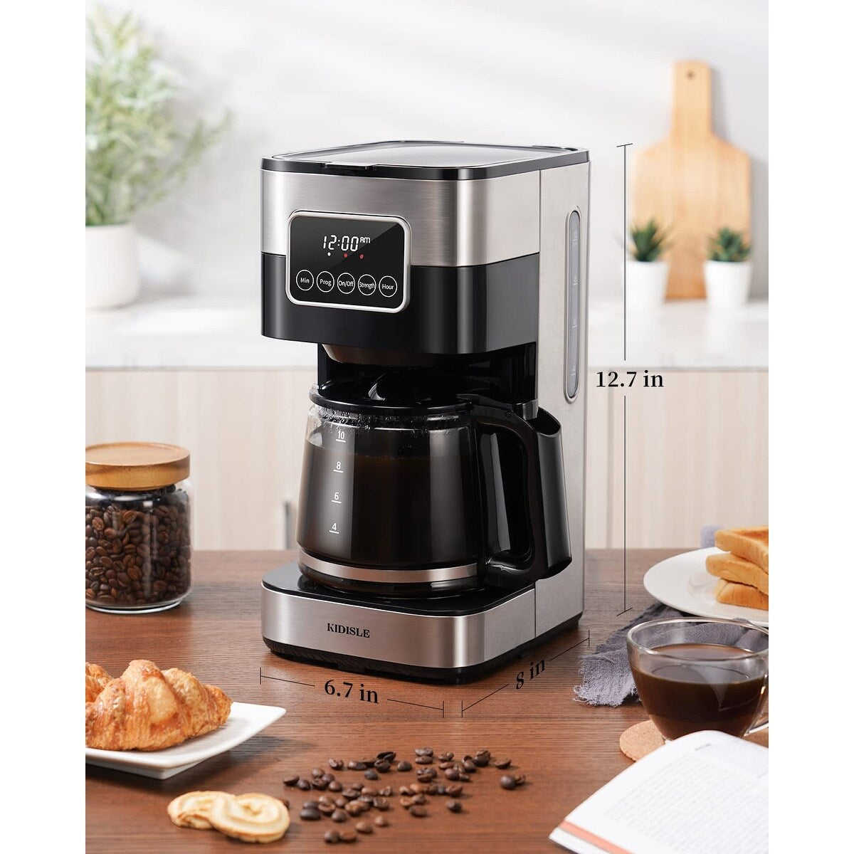 10 Cup Programmable Coffee Maker 2.0, Drip Coffee Machine with Touch Screen, Glass Carafe,Warming Plate, Regular & Strong Brew