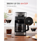 10 Cup Programmable Coffee Maker 2.0, Drip Coffee Machine with Touch Screen, Glass Carafe,Warming Plate, Regular & Strong Brew