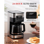 10 Cup Programmable Coffee Maker 2.0, Drip Coffee Machine with Touch Screen, Glass Carafe,Warming Plate, Regular & Strong Brew
