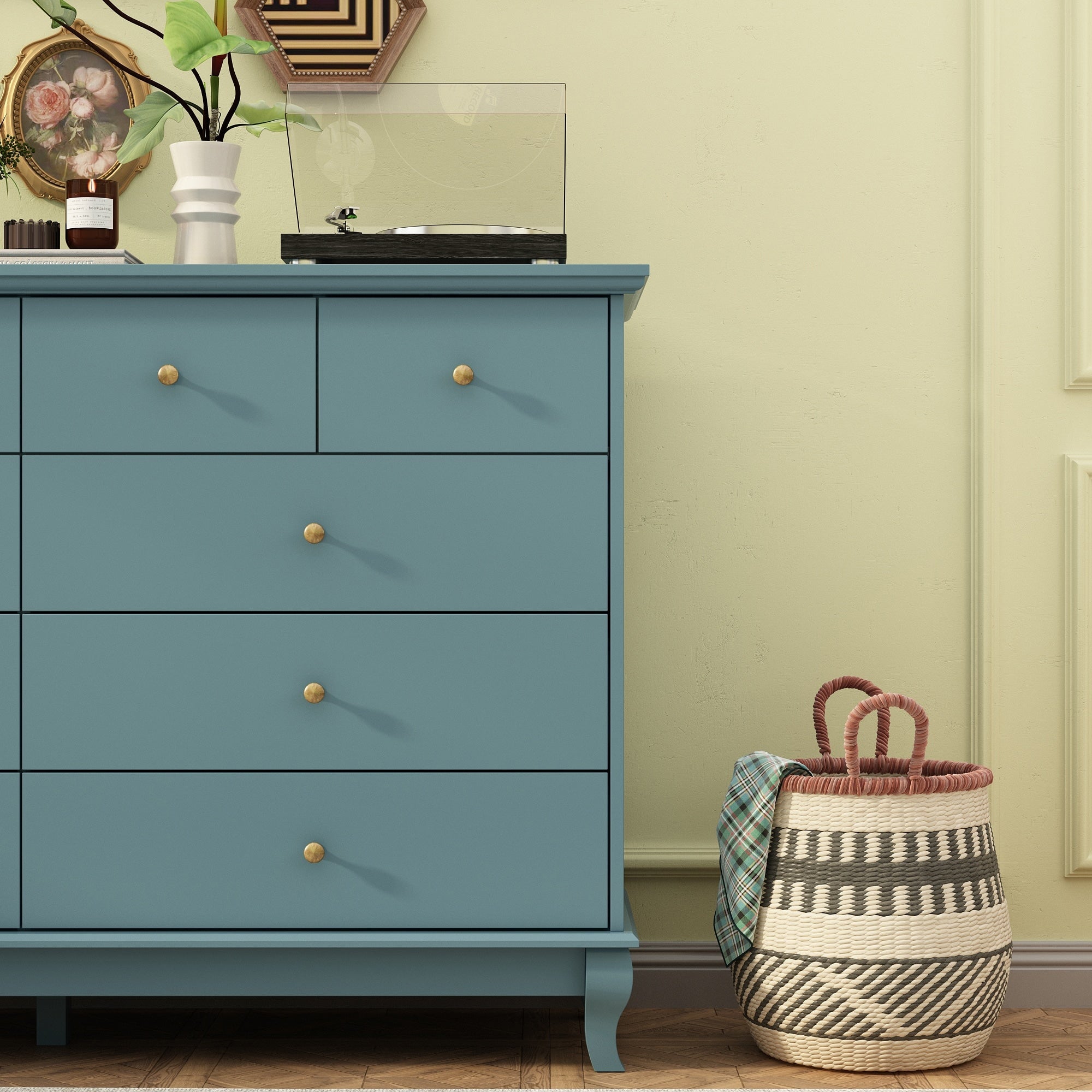 10 Drawer Double Dresser for Bedroom White Dresser Wide Storage