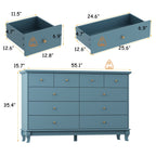10 Drawer Double Dresser for Bedroom White Dresser Wide Storage