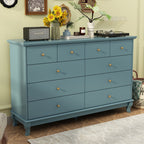 10 Drawer Double Dresser for Bedroom White Dresser Wide Storage
