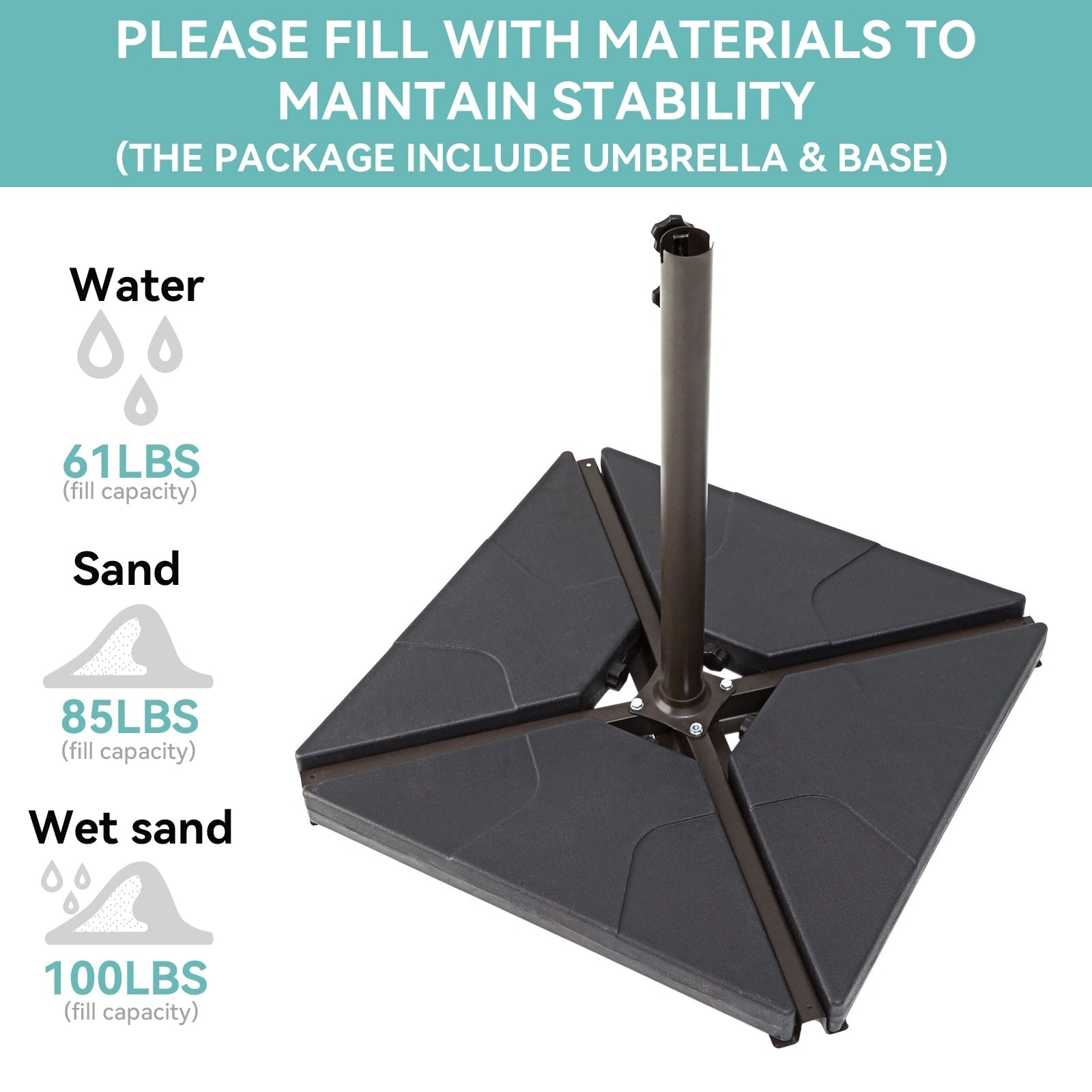 10 ft Steel Crank-lift Cantilever Umbrella With Weighted Base