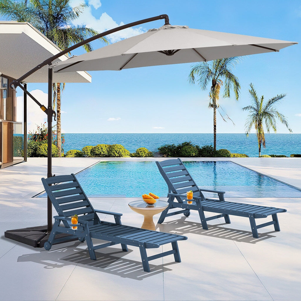 10 ft Steel Crank-lift Cantilever Umbrella With Weighted Base