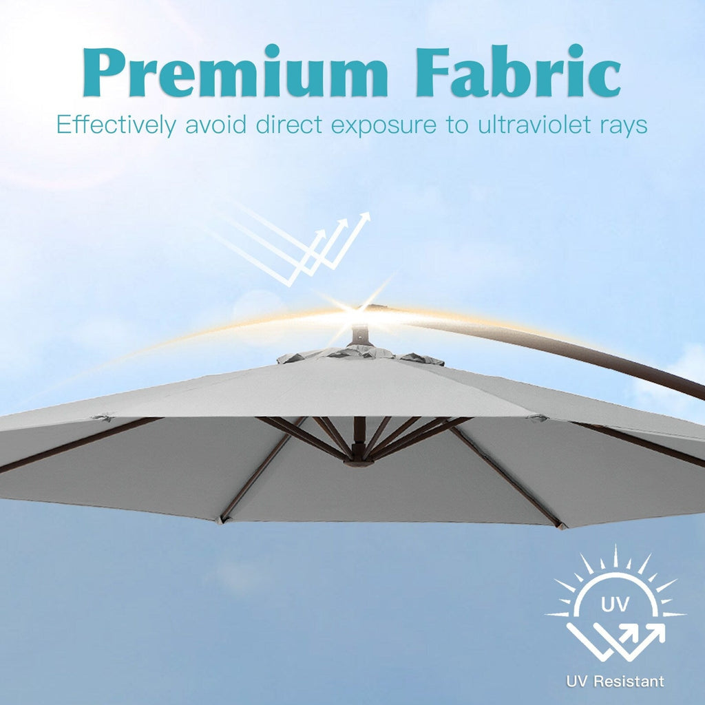 10 ft Steel Crank-lift Cantilever Umbrella With Weighted Base