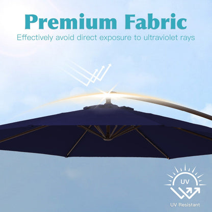 10 ft Steel Crank-lift Cantilever Umbrella With Weighted Base