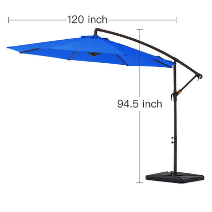 10 ft Steel Crank-lift Cantilever Umbrella With Weighted Base