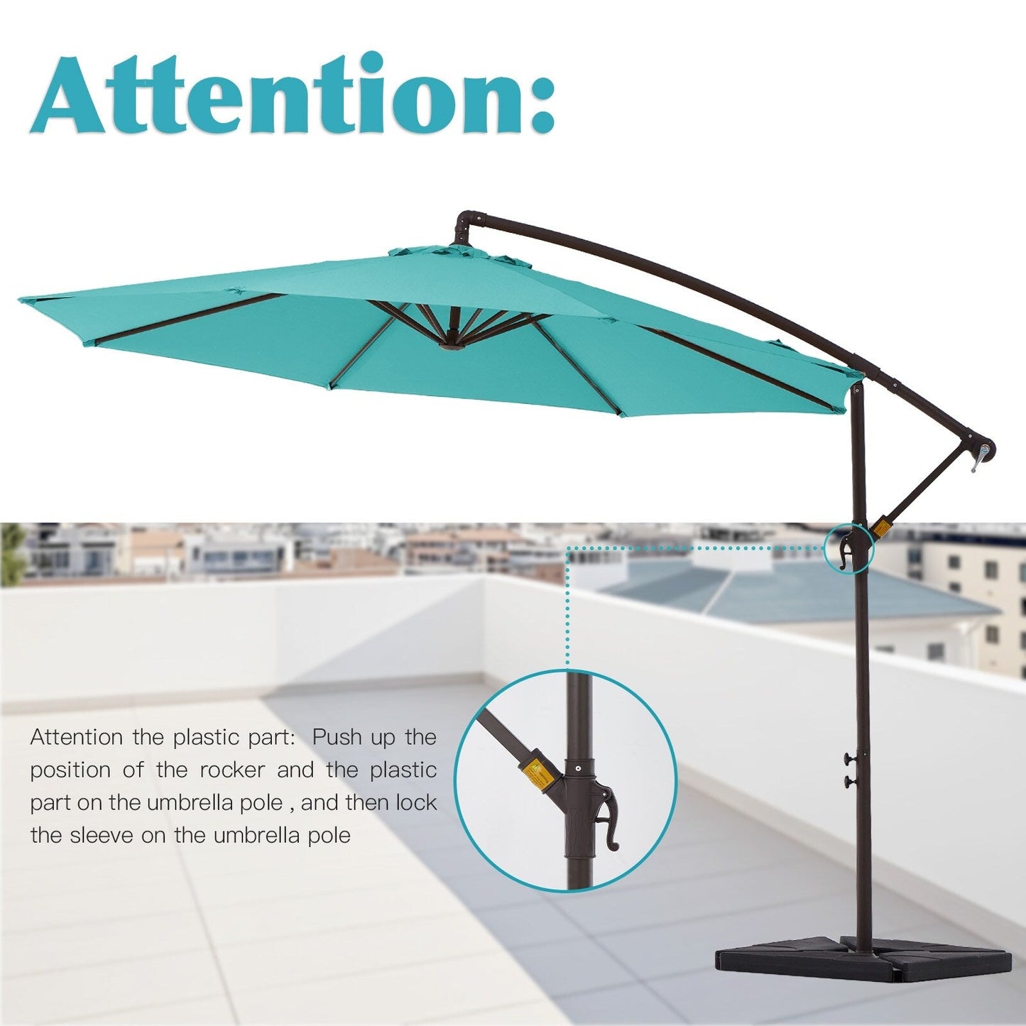 10 ft Steel Crank-lift Cantilever Umbrella With Weighted Base