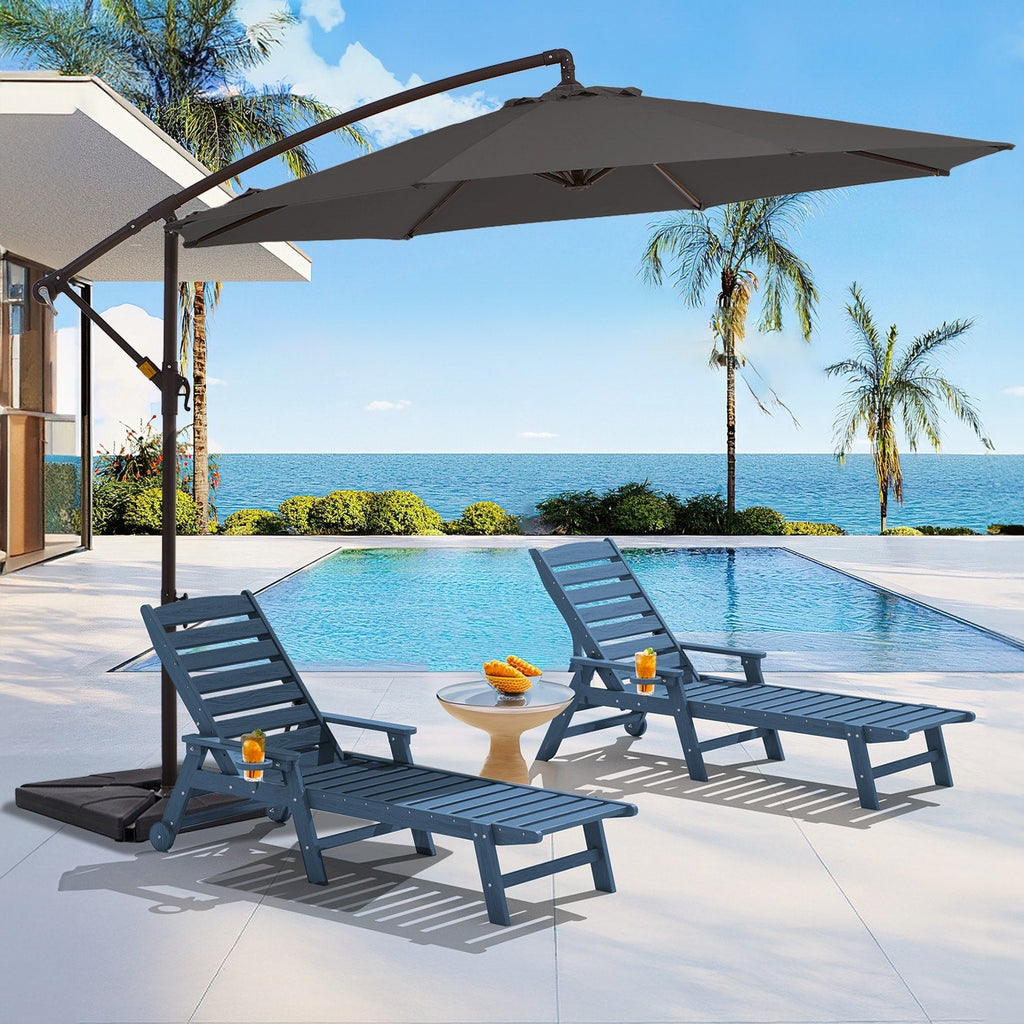 10 ft Steel Crank-lift Cantilever Umbrella With Weighted Base