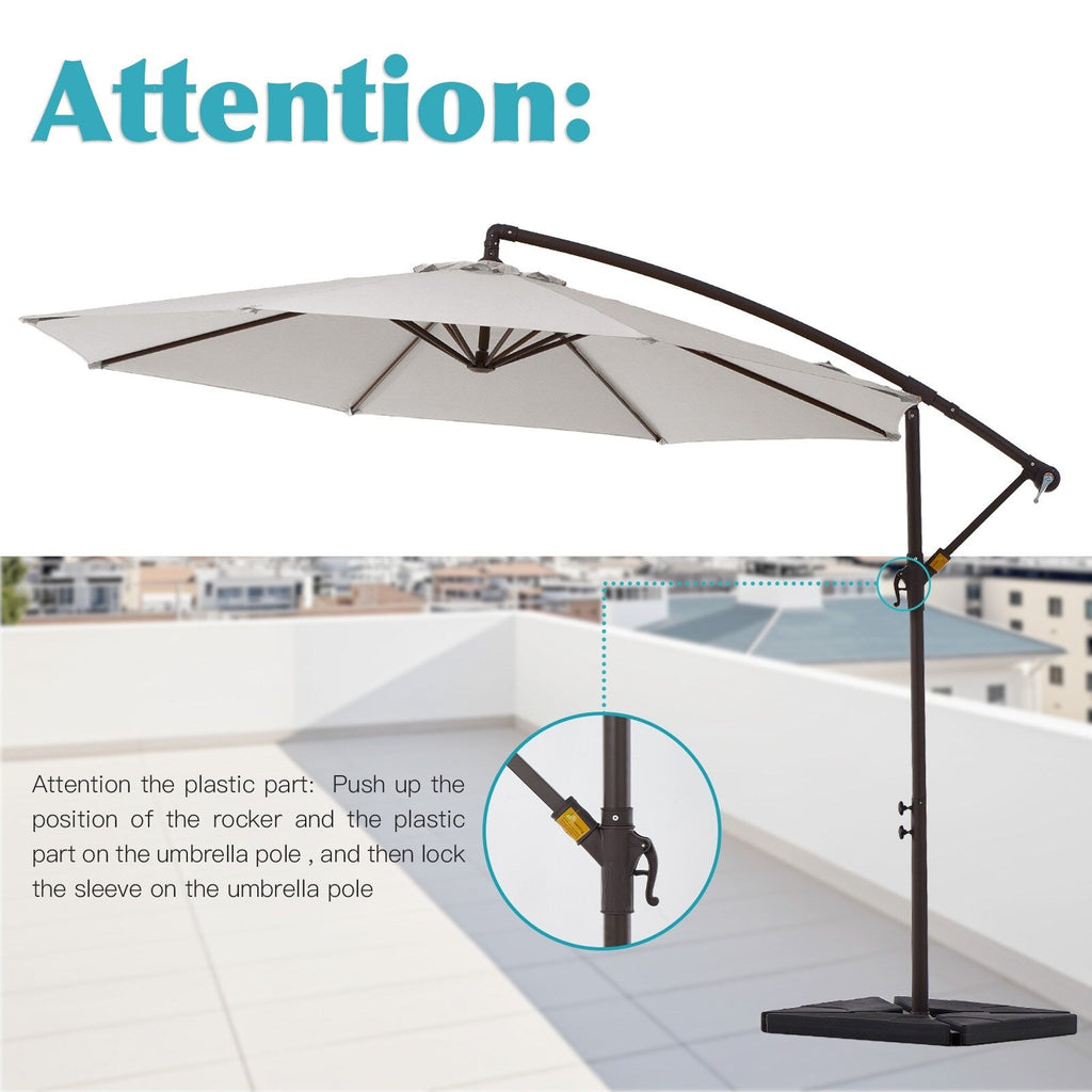 10 ft Steel Crank-lift Cantilever Umbrella With Weighted Base