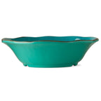 10 oz. 7 in. Veranda Cracked Glazed Solid Ocean Blue Wavy Edge Melamine Serving Bowls 4 pc Dishwasher Safe Indoor Outdoor