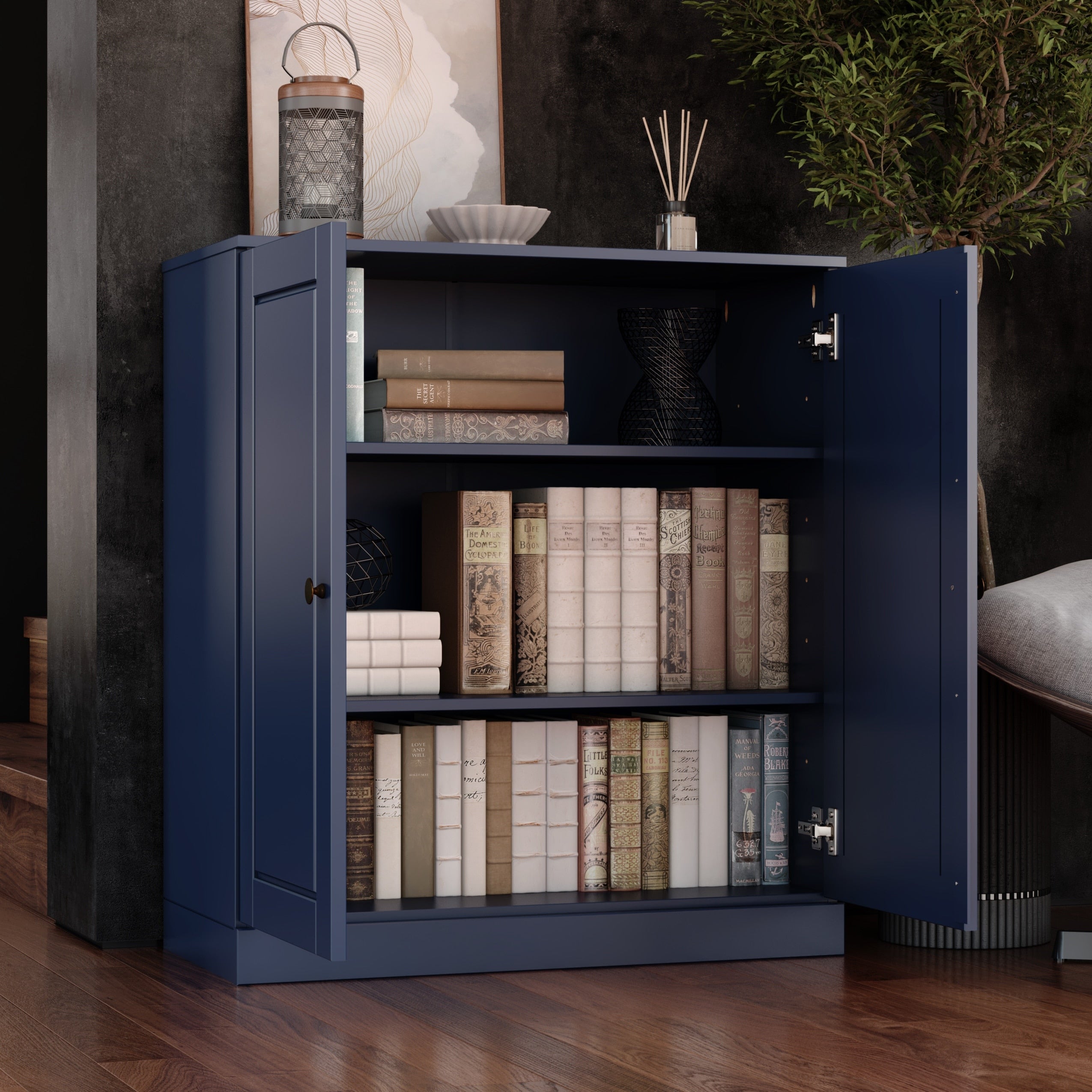 100% Solid Wood 3-shelf Bookcase with Optional Doors by Palace Imports