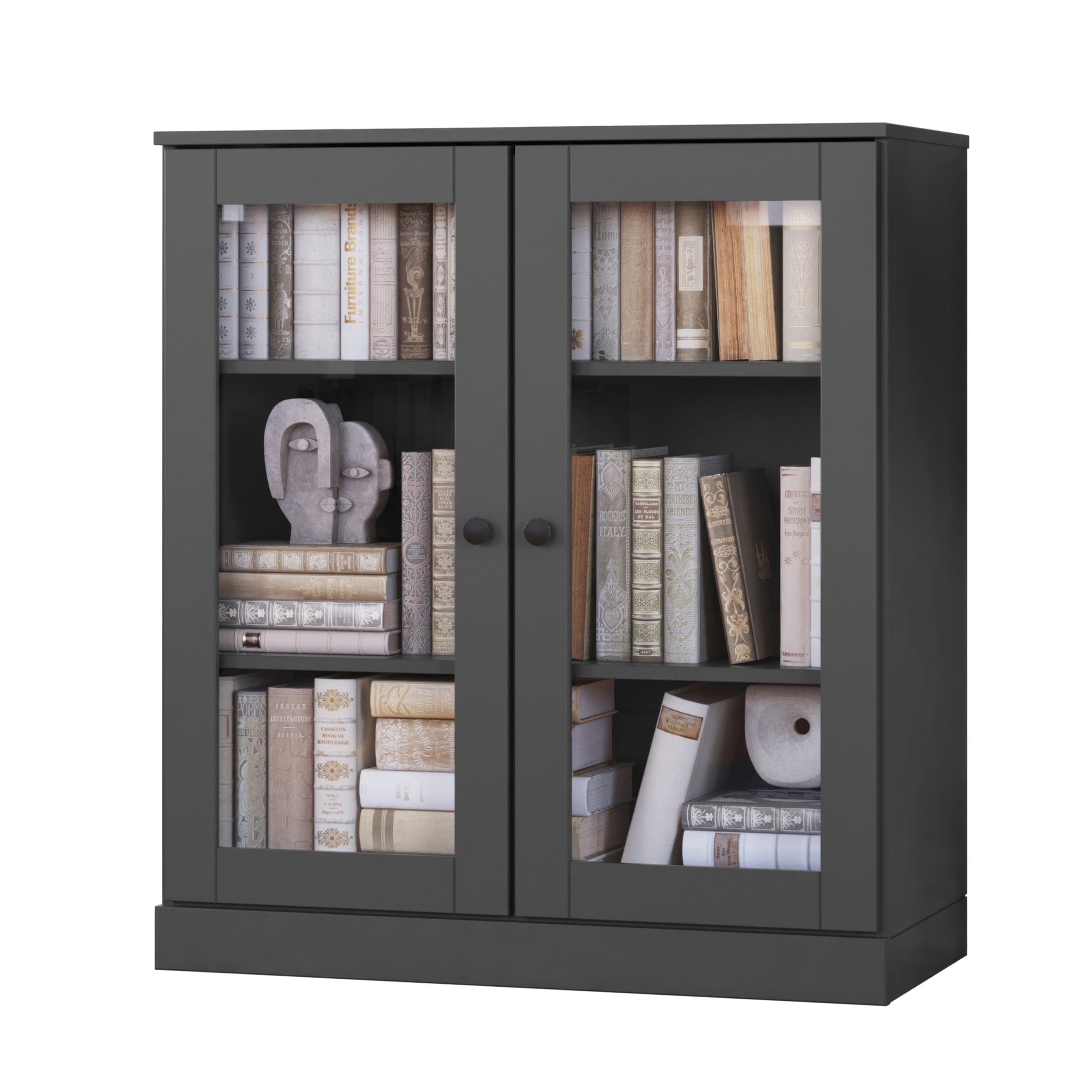 100% Solid Wood 3-shelf Bookcase with Optional Doors by Palace Imports