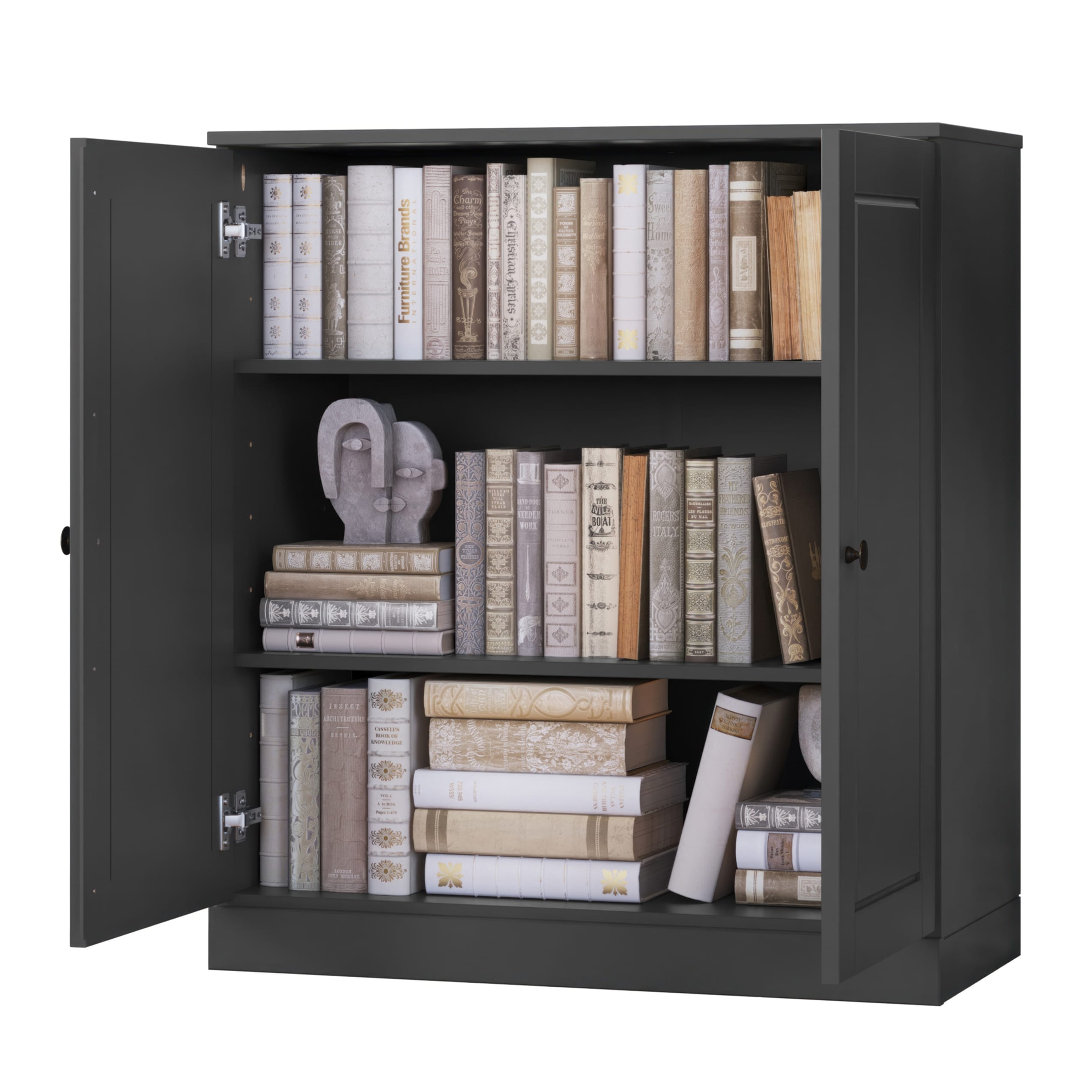 100% Solid Wood 3-shelf Bookcase with Optional Doors by Palace Imports