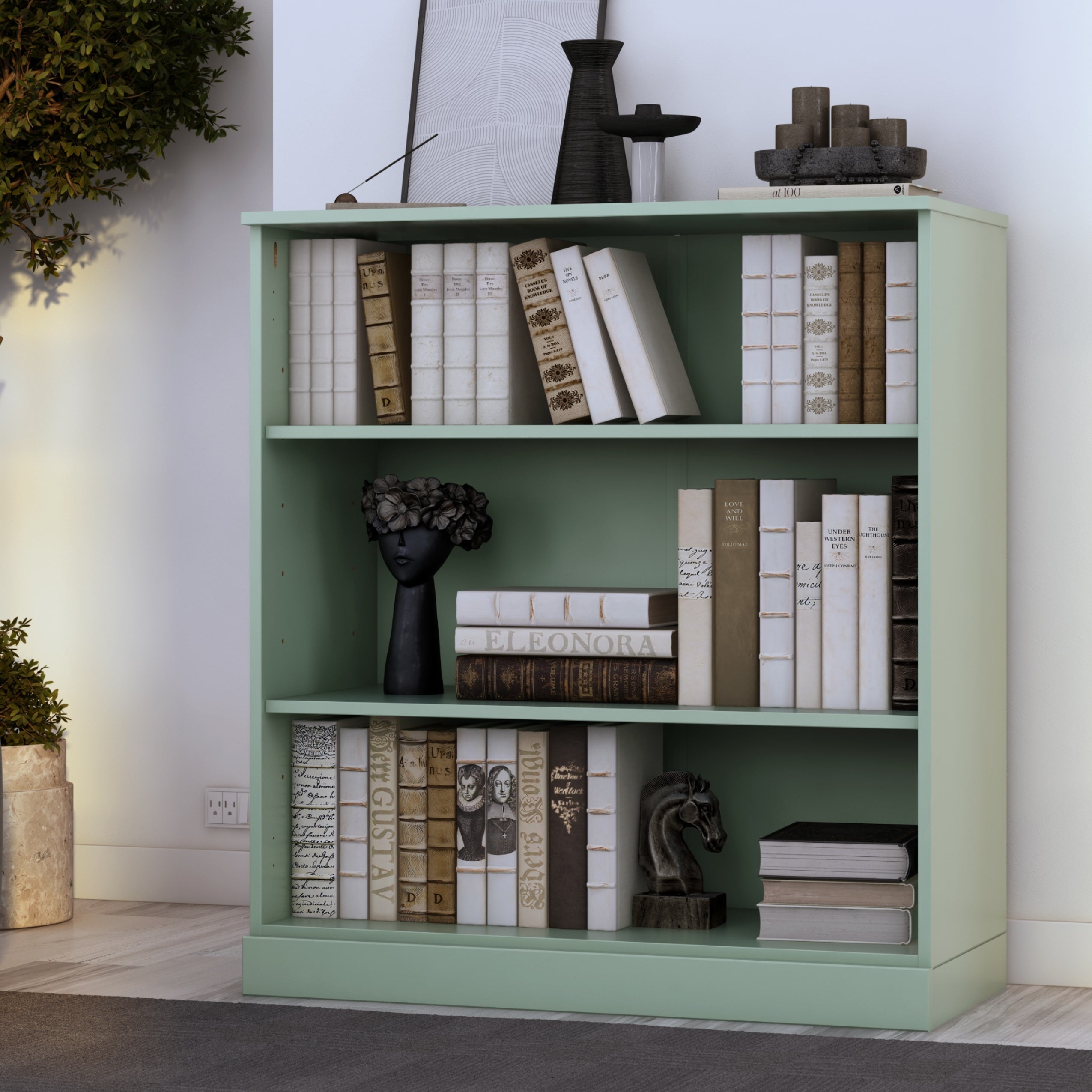 100% Solid Wood 3-shelf Bookcase with Optional Doors by Palace Imports
