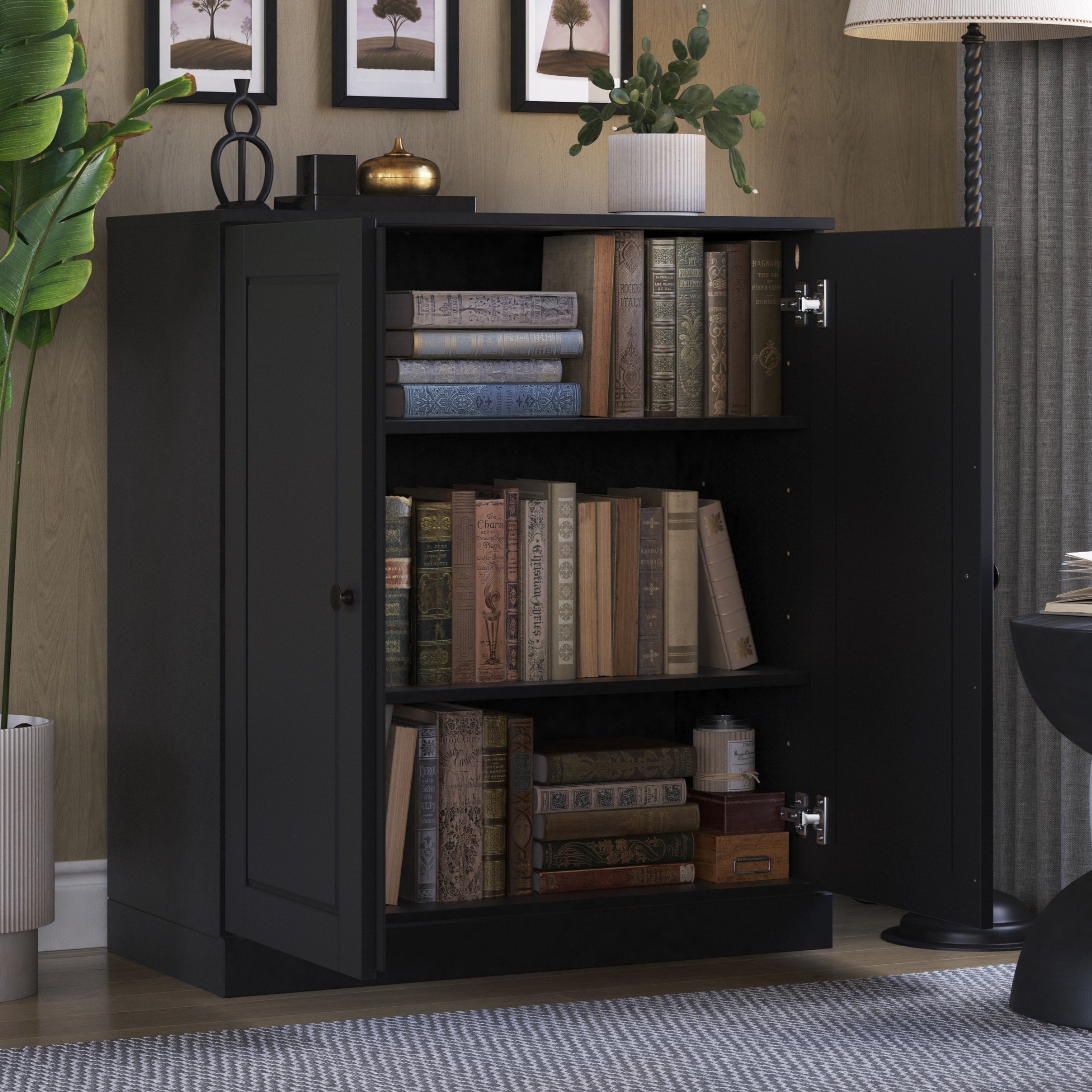 100% Solid Wood 3-shelf Bookcase with Optional Doors by Palace Imports