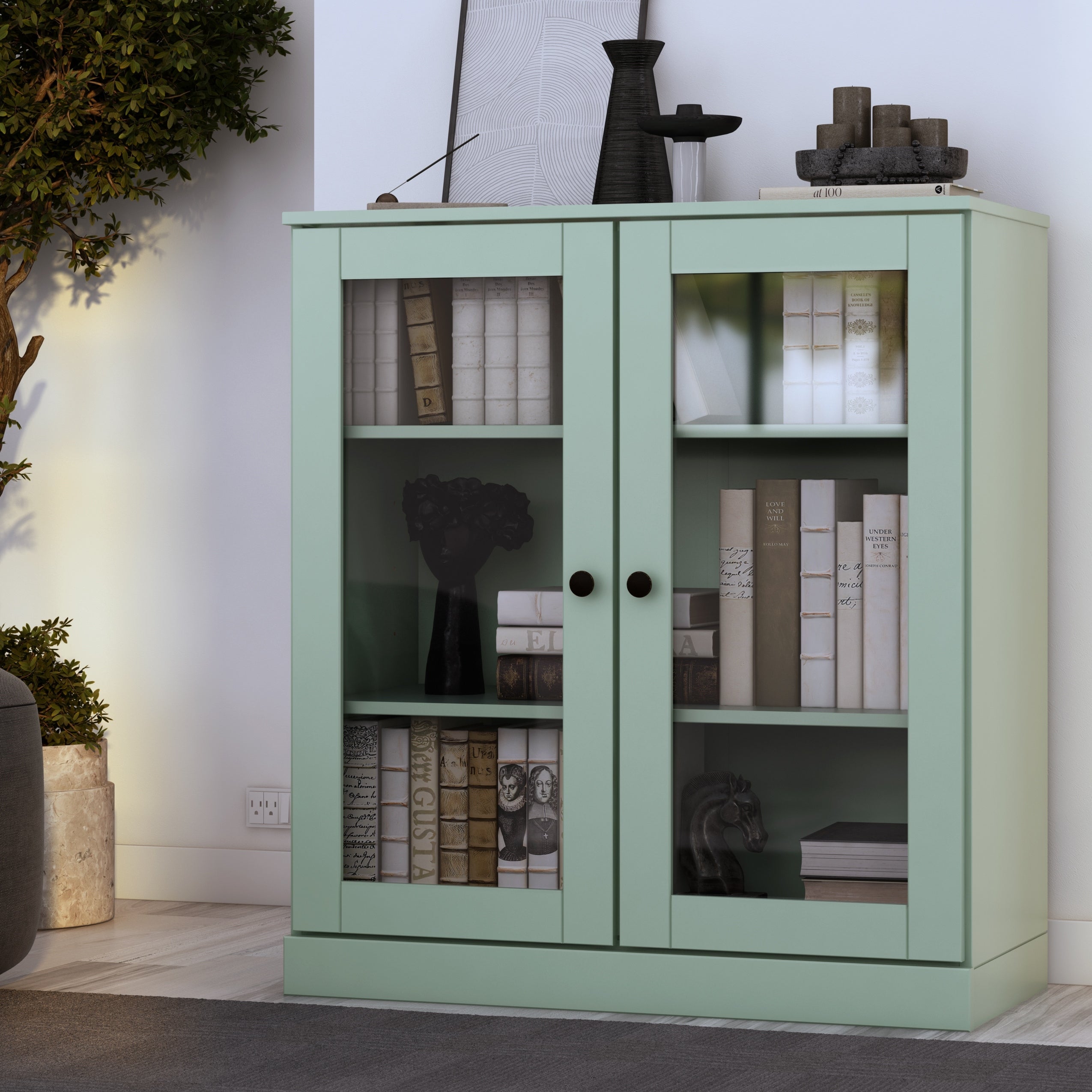 100% Solid Wood 3-shelf Bookcase with Optional Doors by Palace Imports