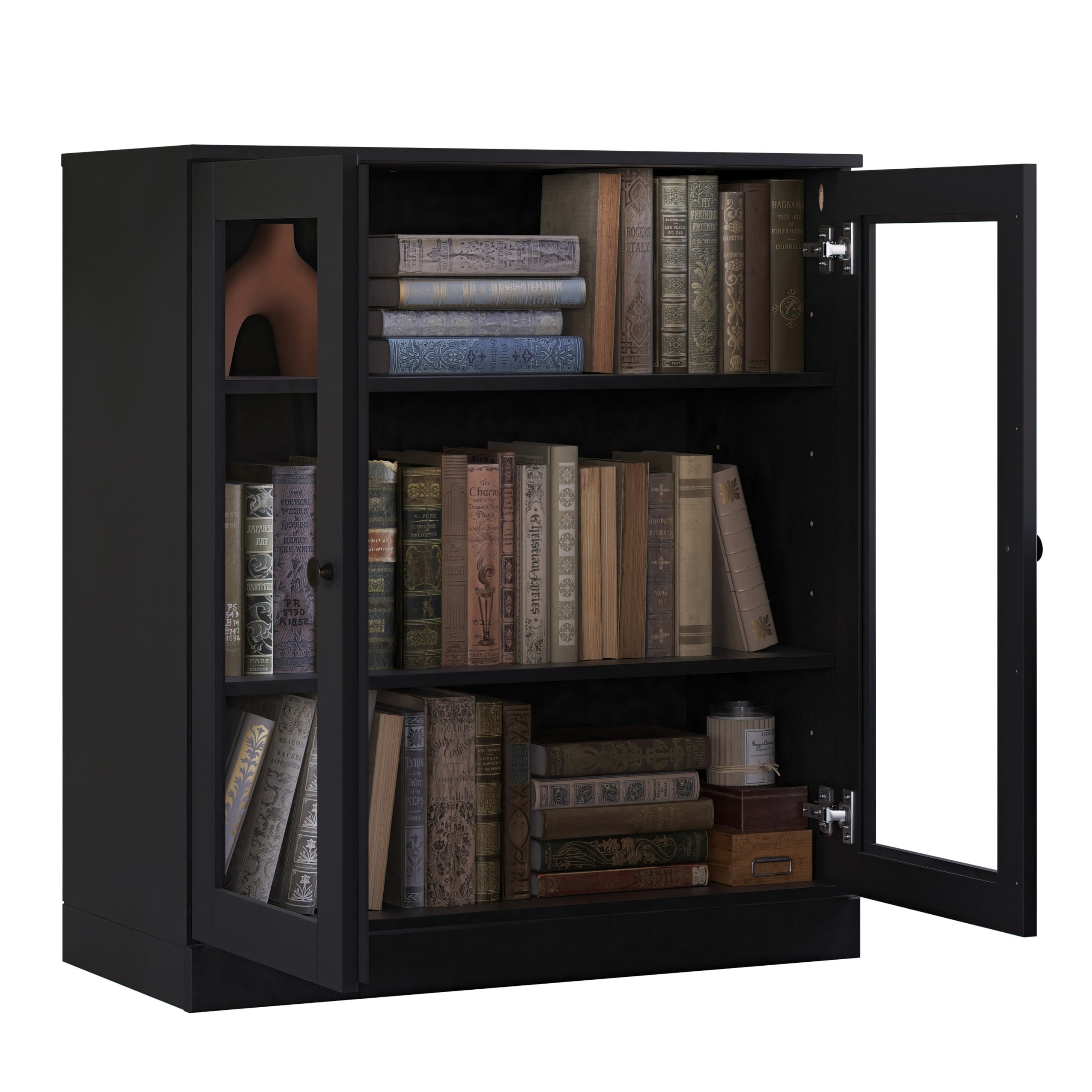 100% Solid Wood 3-shelf Bookcase with Optional Doors by Palace Imports