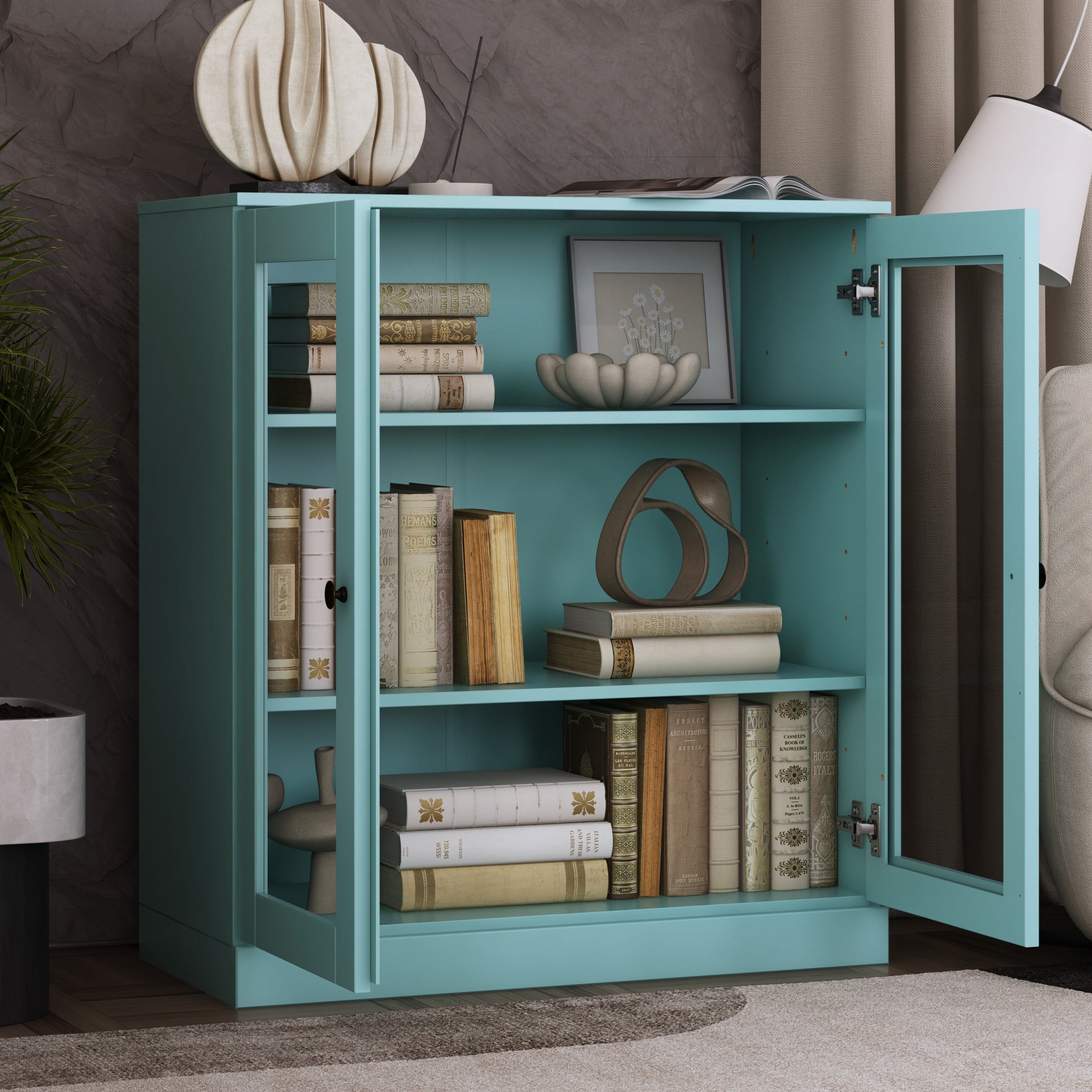 100% Solid Wood 3-shelf Bookcase with Optional Doors by Palace Imports