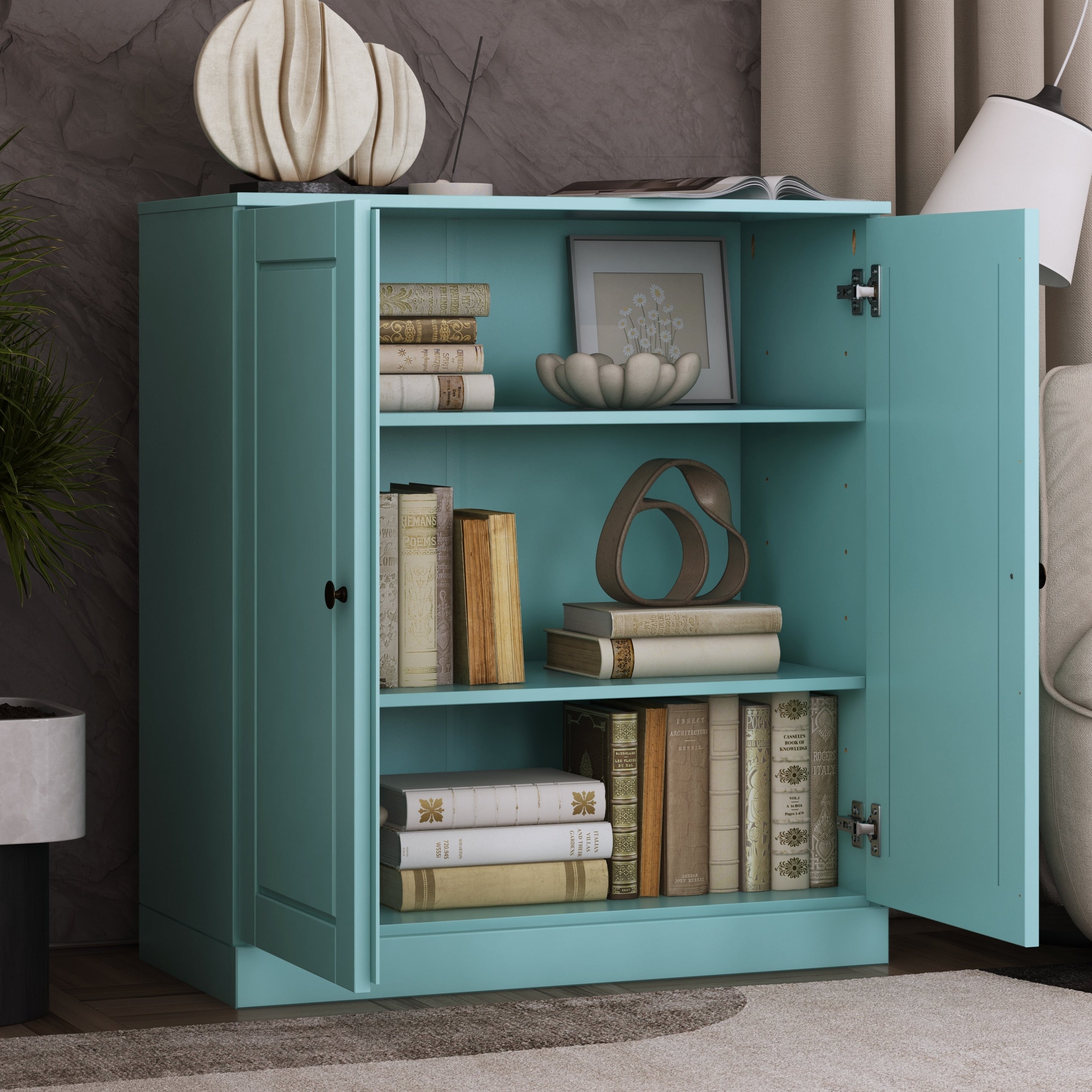 100% Solid Wood 3-shelf Bookcase with Optional Doors by Palace Imports