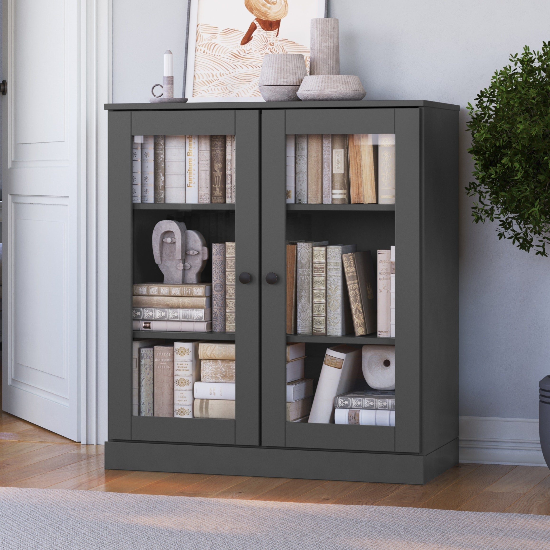 100% Solid Wood 3-shelf Bookcase with Optional Doors by Palace Imports