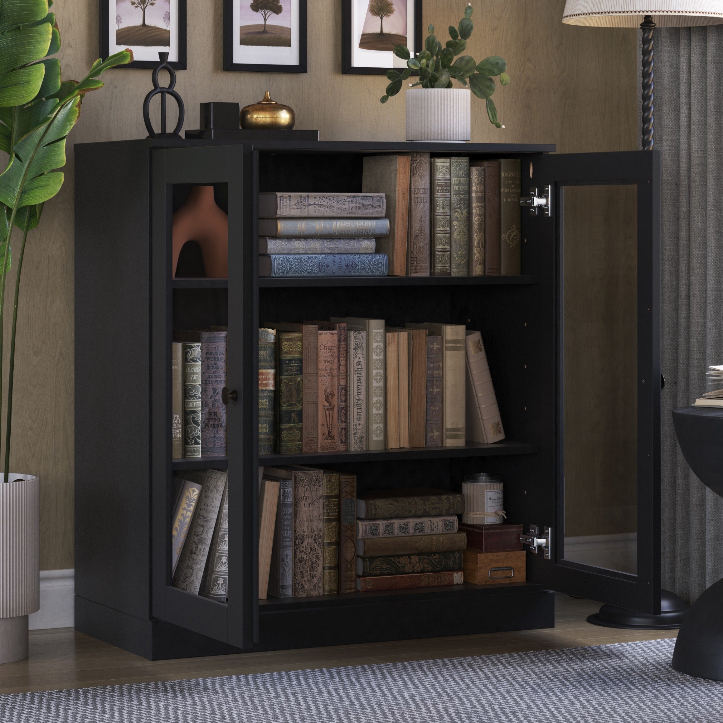 100% Solid Wood 3-shelf Bookcase with Optional Doors by Palace Imports