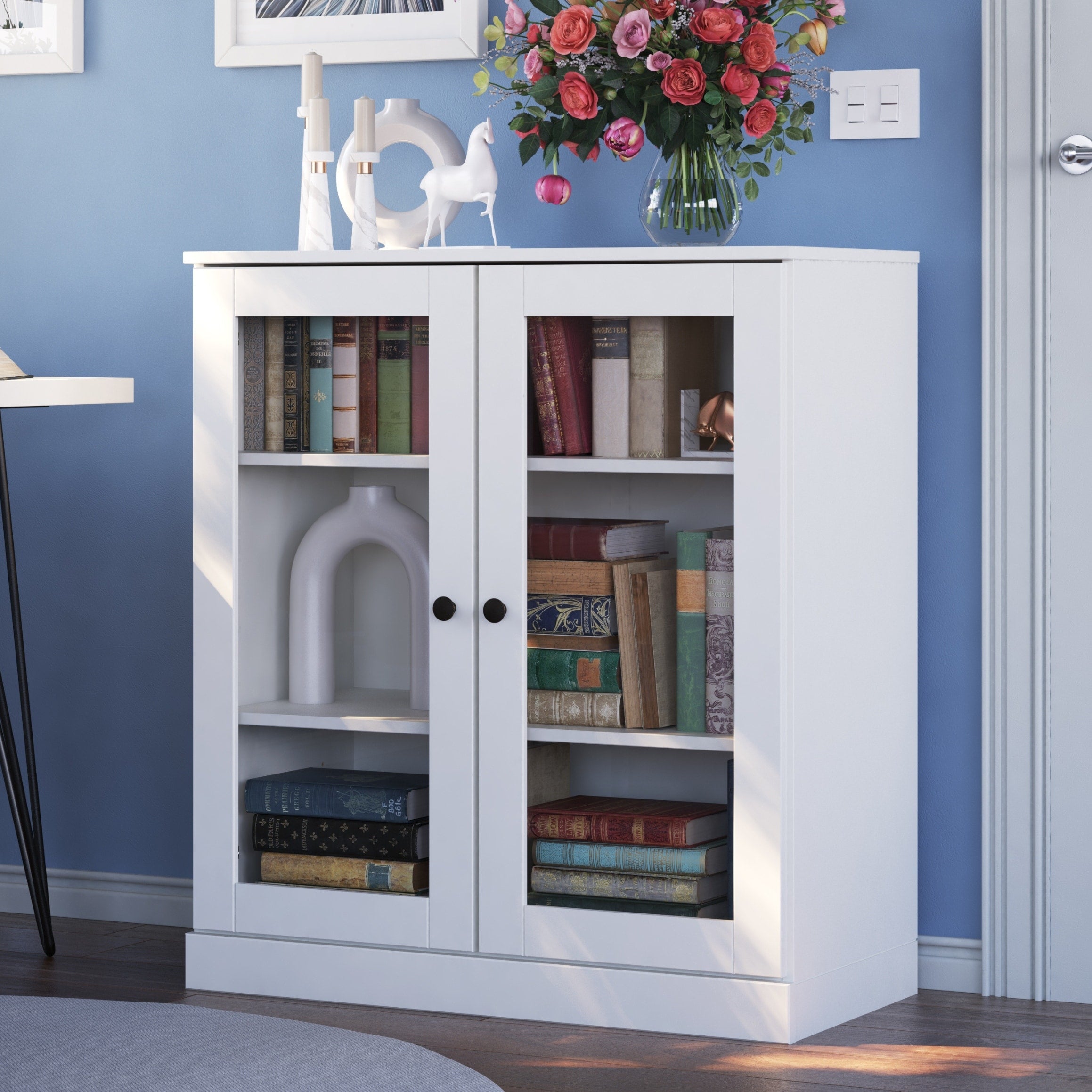 100% Solid Wood 3-shelf Bookcase with Optional Doors by Palace Imports