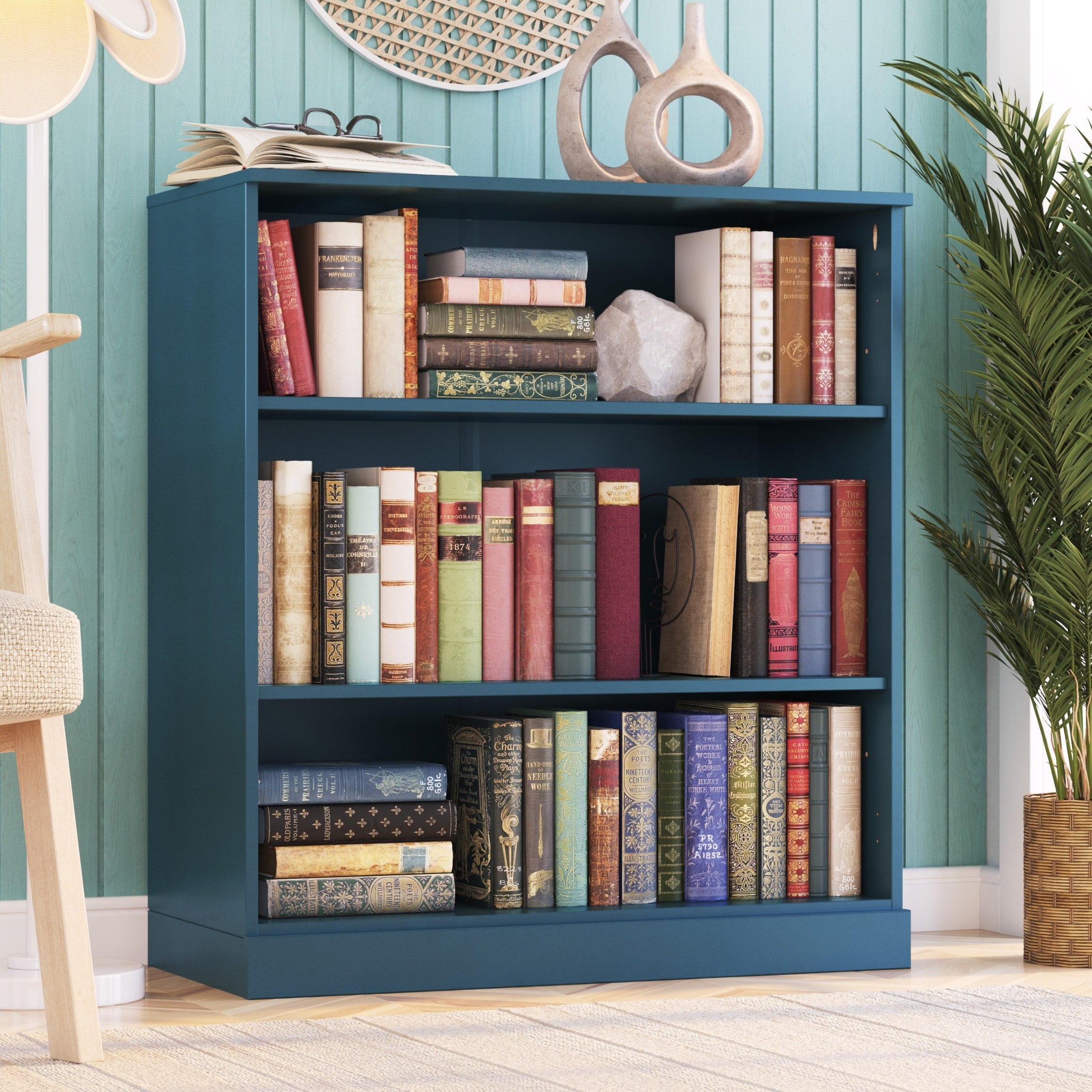 100% Solid Wood 3-shelf Bookcase with Optional Doors by Palace Imports