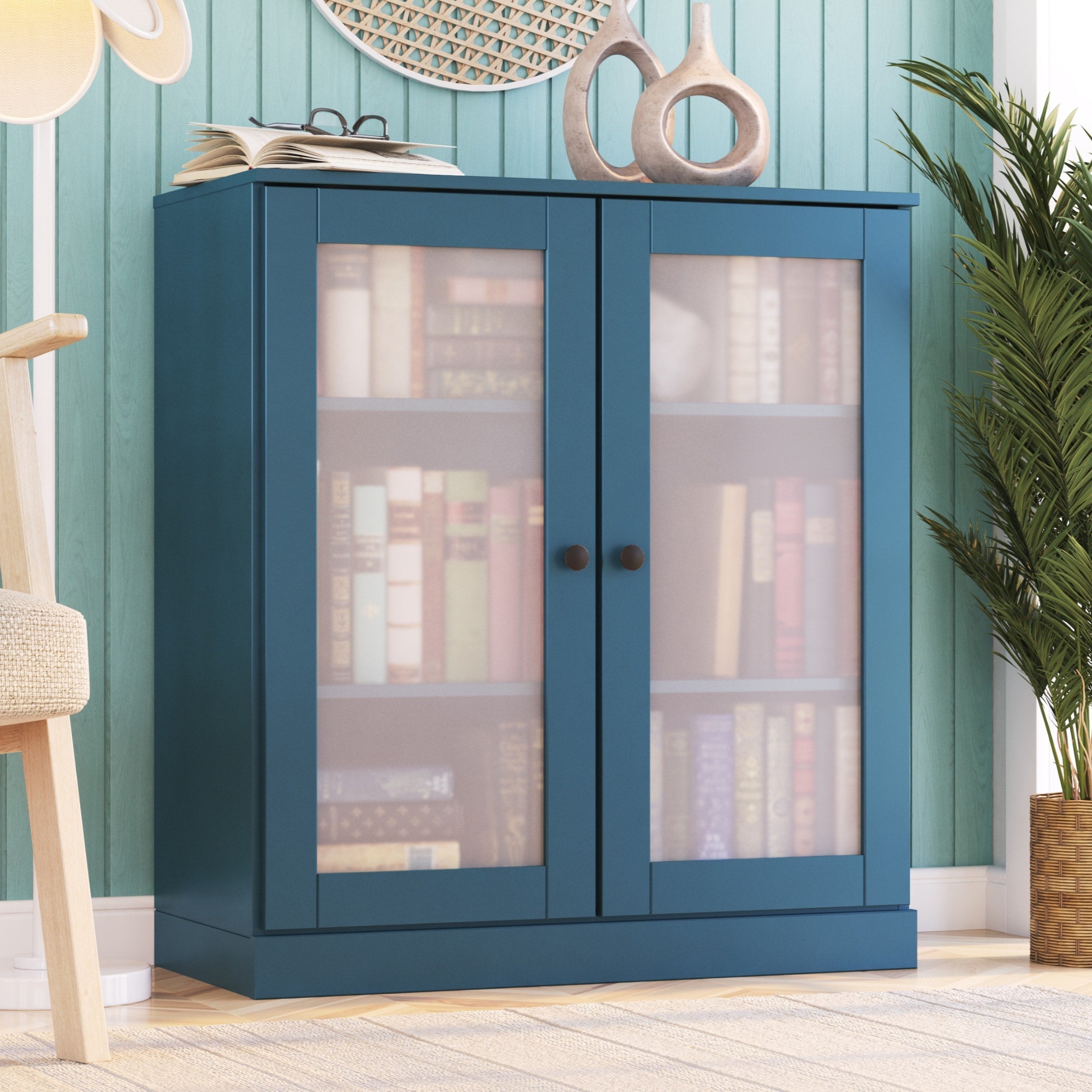 100% Solid Wood 3-shelf Bookcase with Optional Doors by Palace Imports