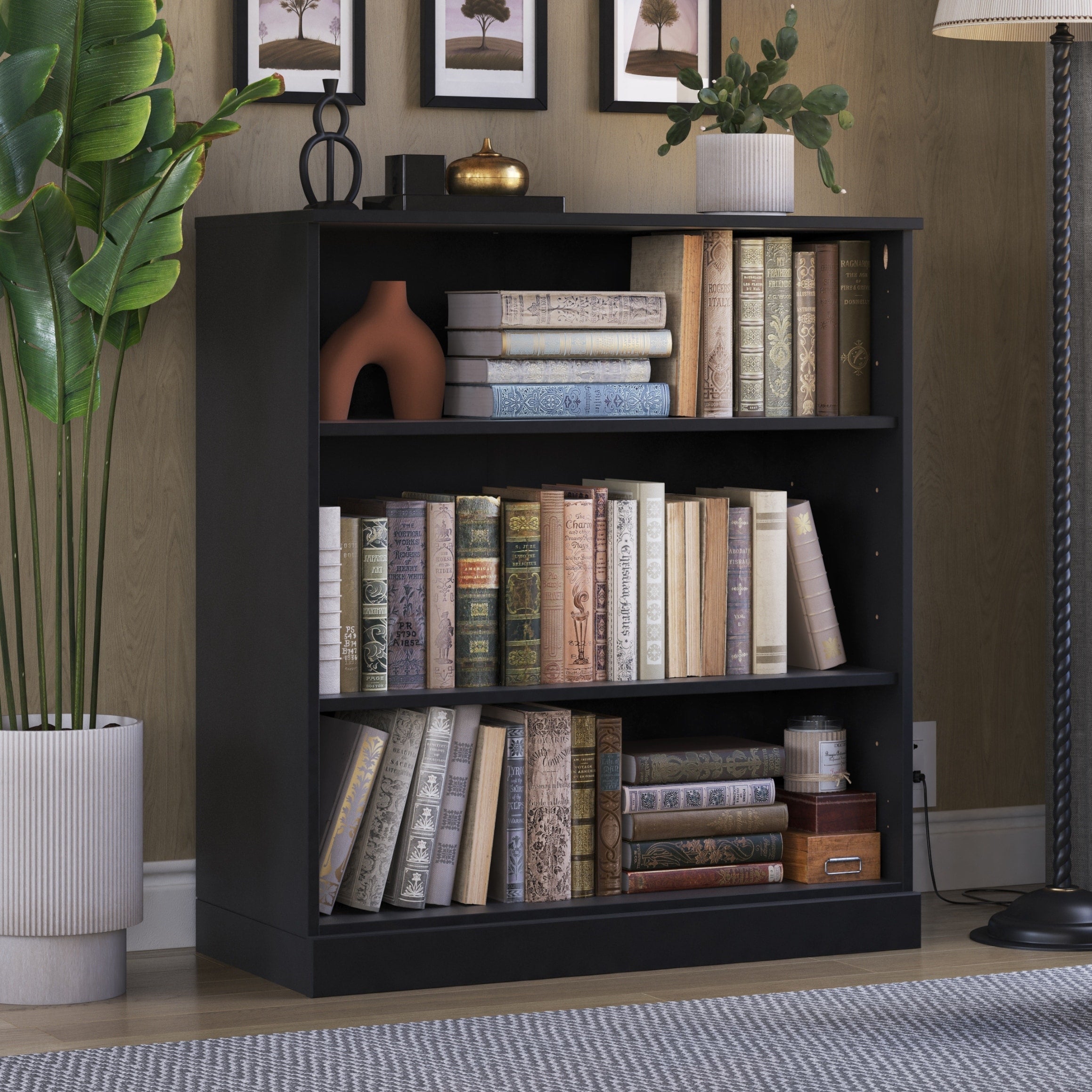 100% Solid Wood 3-shelf Bookcase with Optional Doors by Palace Imports