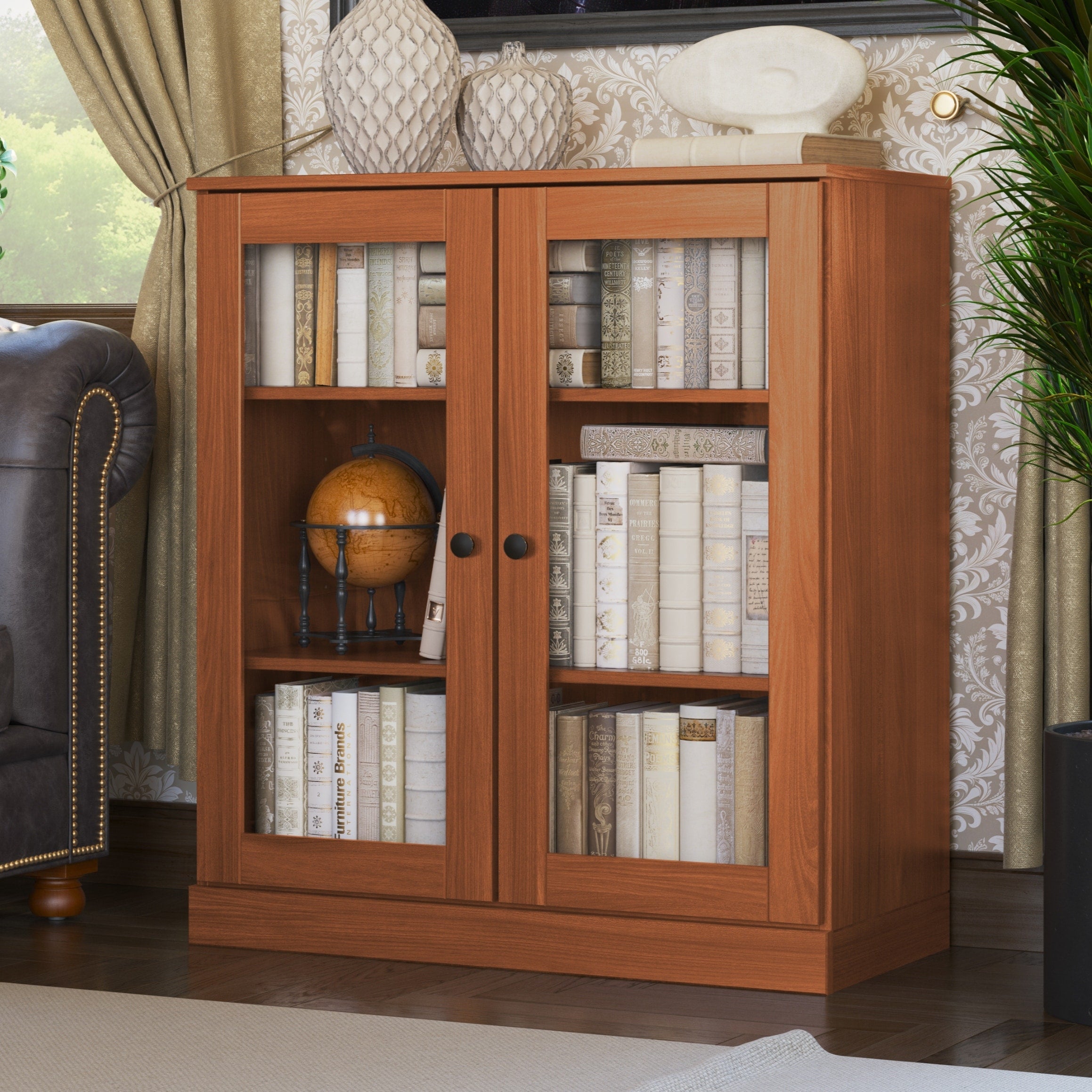 100% Solid Wood 3-shelf Bookcase with Optional Doors by Palace Imports