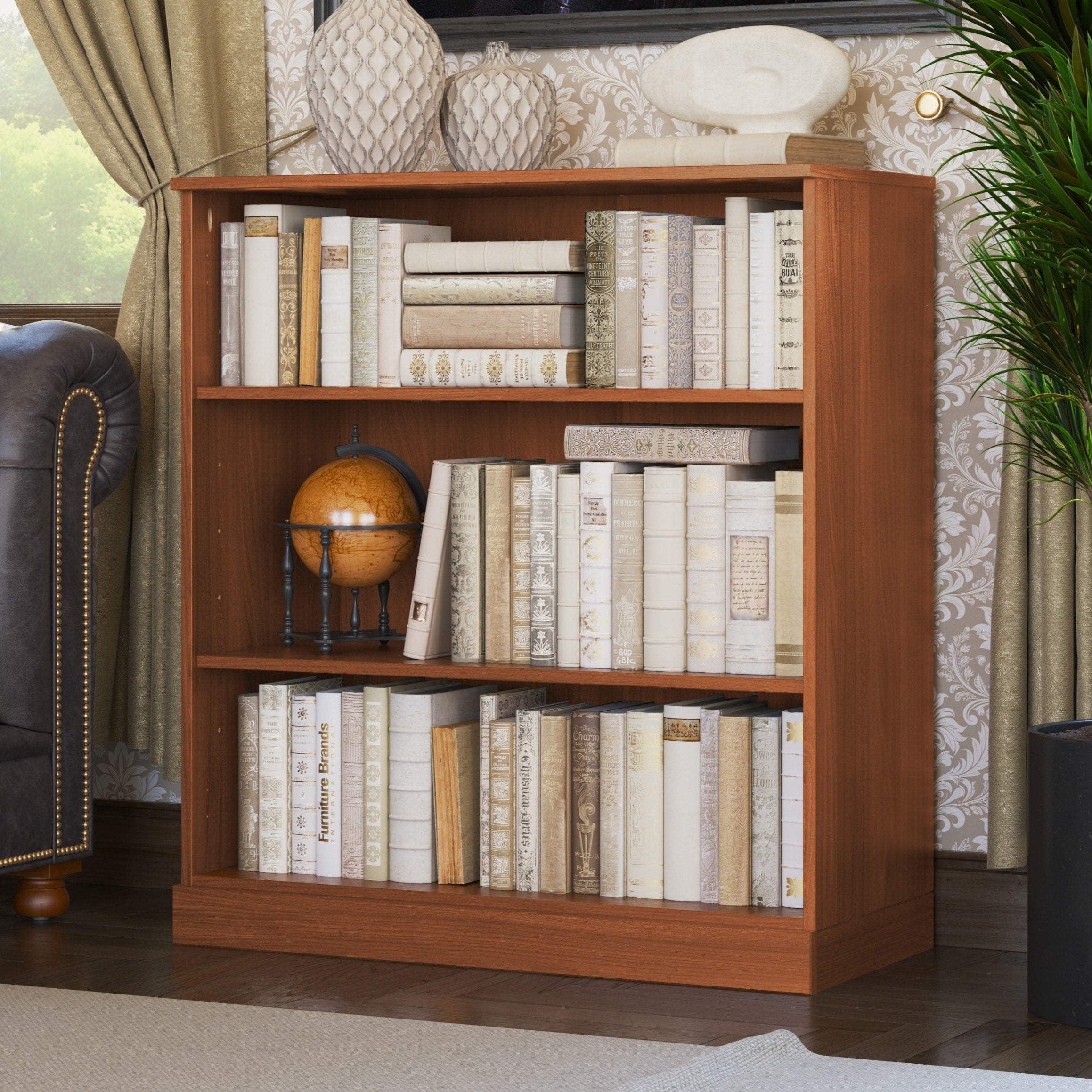 100% Solid Wood 3-shelf Bookcase with Optional Doors by Palace Imports