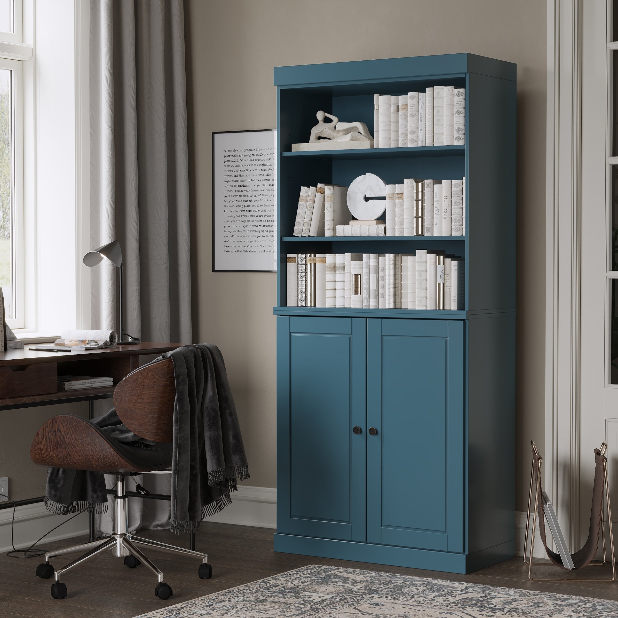 100% Solid Wood 6-Shelf Bookcase with Optional Doors by Palace Imports