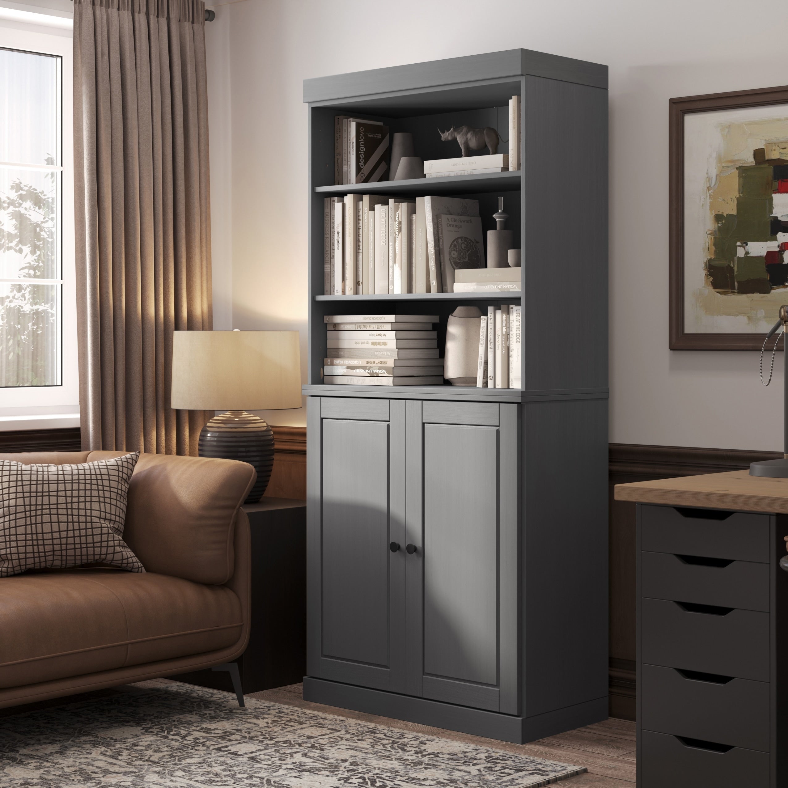 100% Solid Wood 6-Shelf Bookcase with Optional Doors by Palace Imports