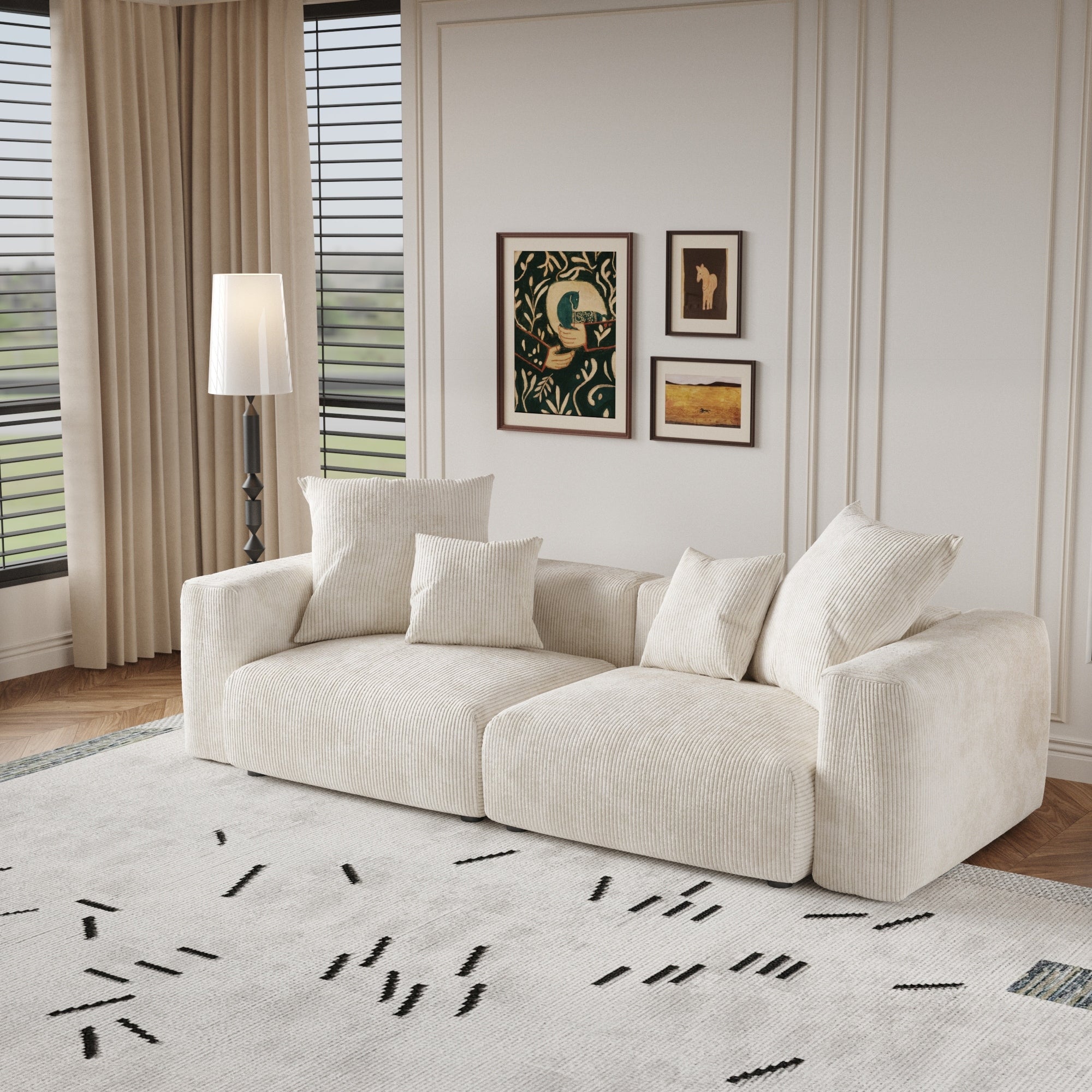102'' Corduroy Loveseat Sofa Large Modular Cloud Couch