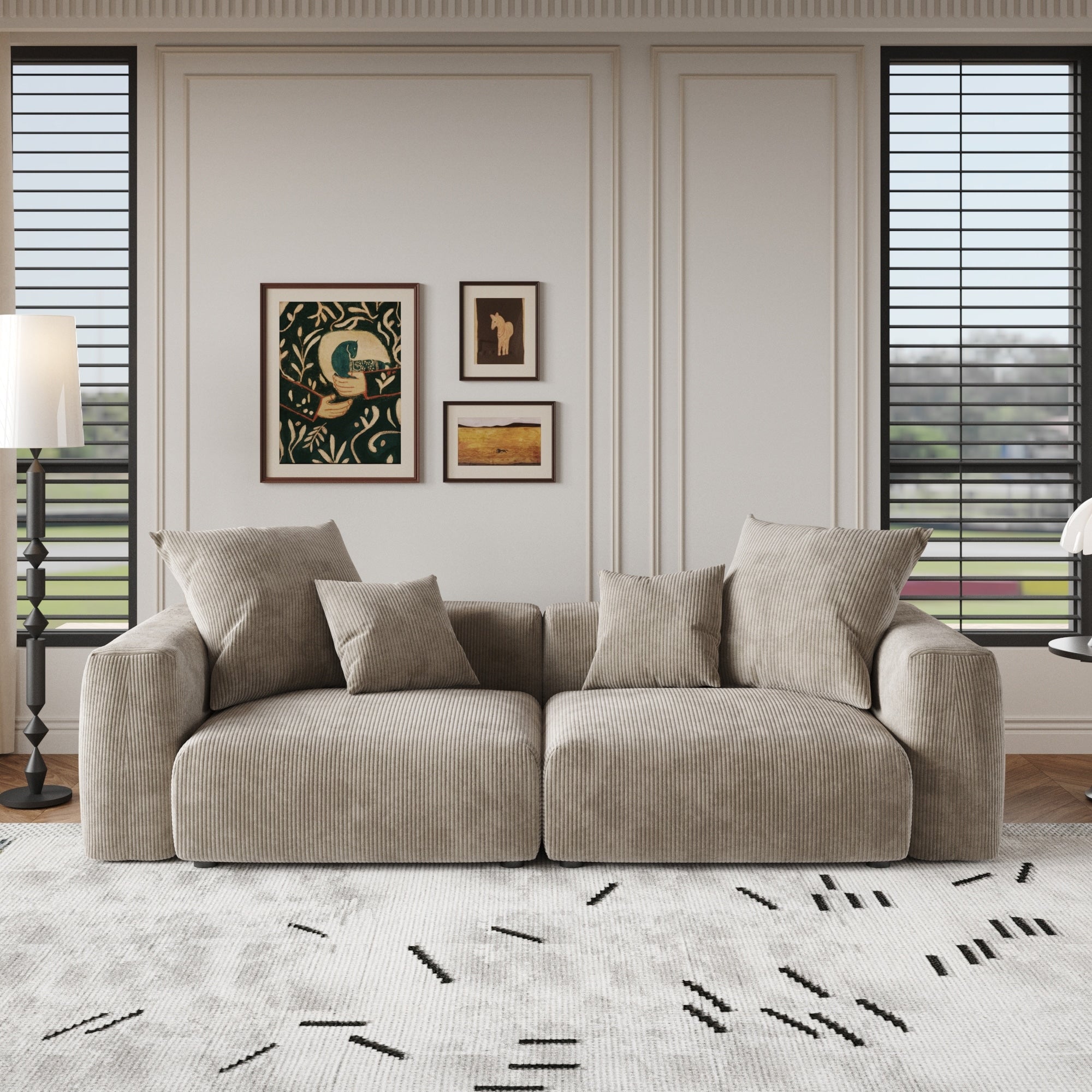 102'' Corduroy Loveseat Sofa Large Modular Cloud Couch