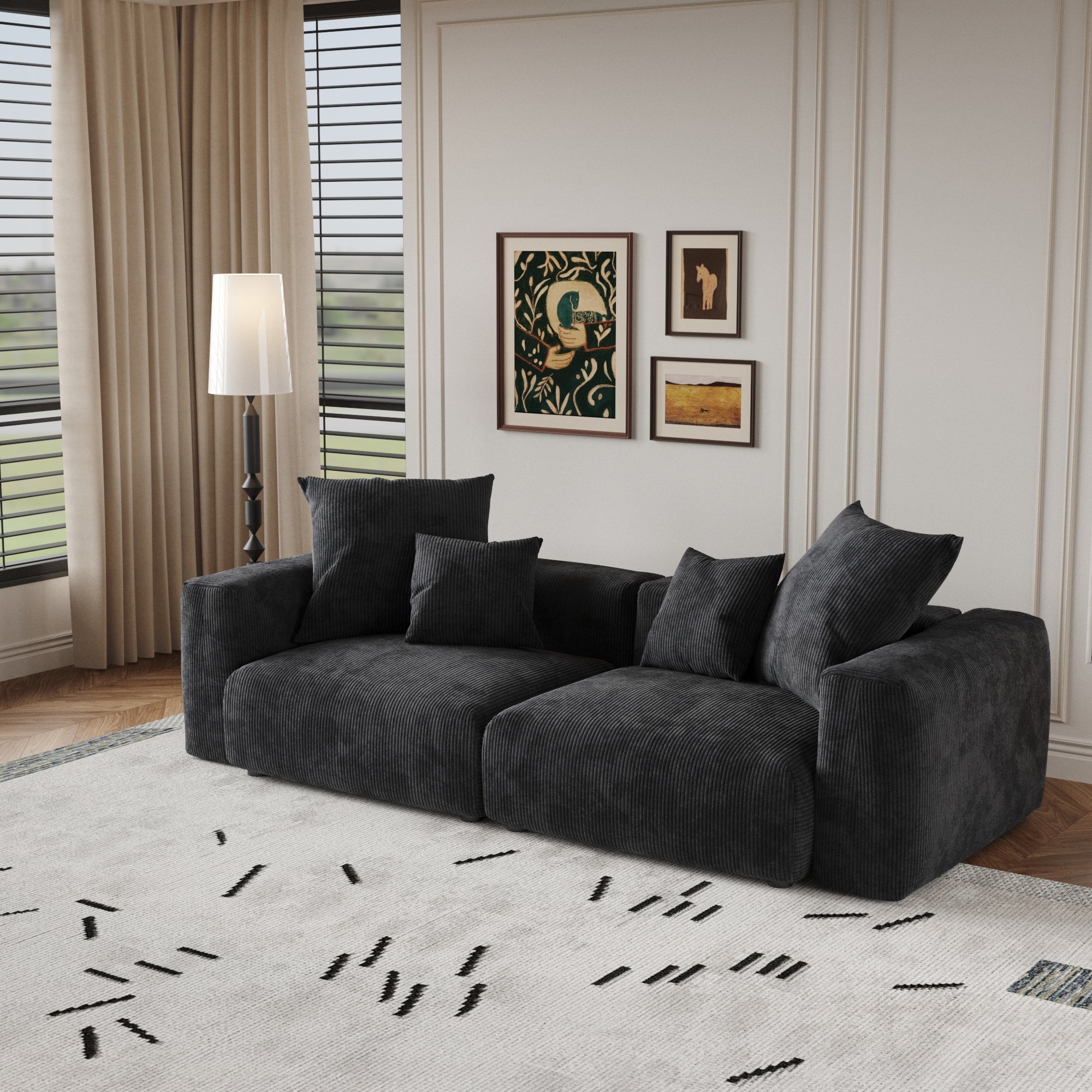 102'' Corduroy Loveseat Sofa Large Modular Cloud Couch