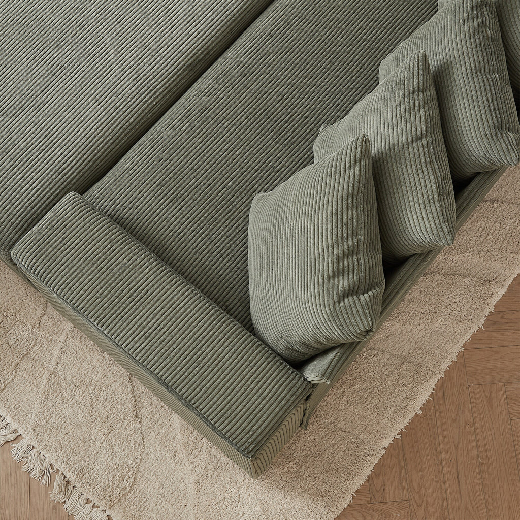 104-In Oversized Large Corduroy L Shaped Sofa with Chaise