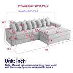 104-In Oversized Large Corduroy L Shaped Sofa with Chaise
